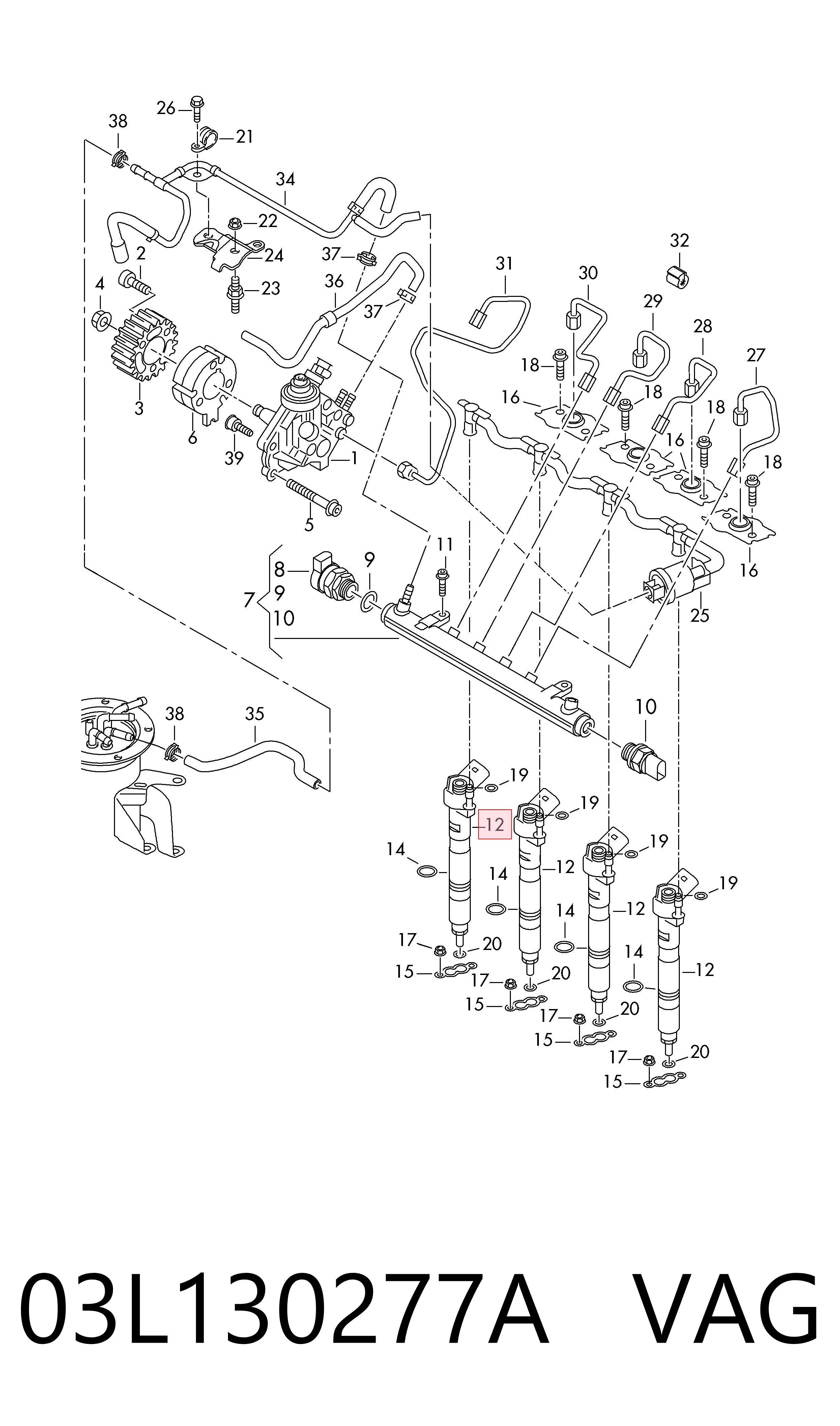 03L130277A VAG Injetor de injeção de combustível