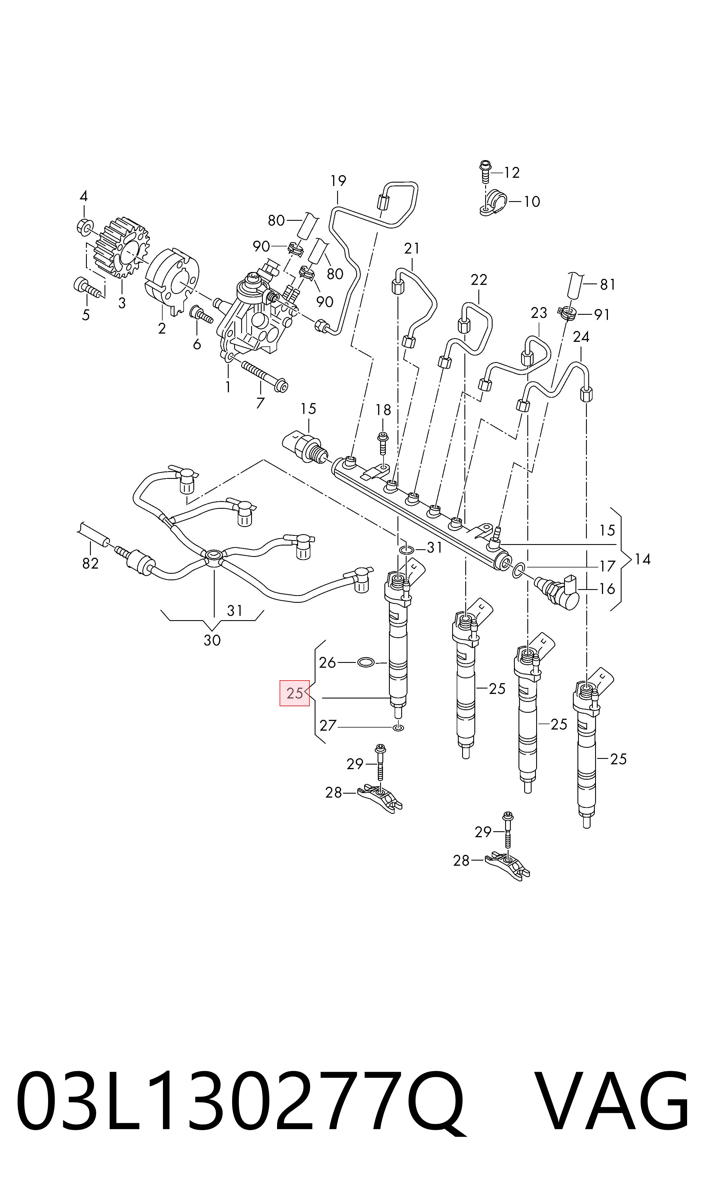 03L130277Q VAG Injetor de injeção de combustível