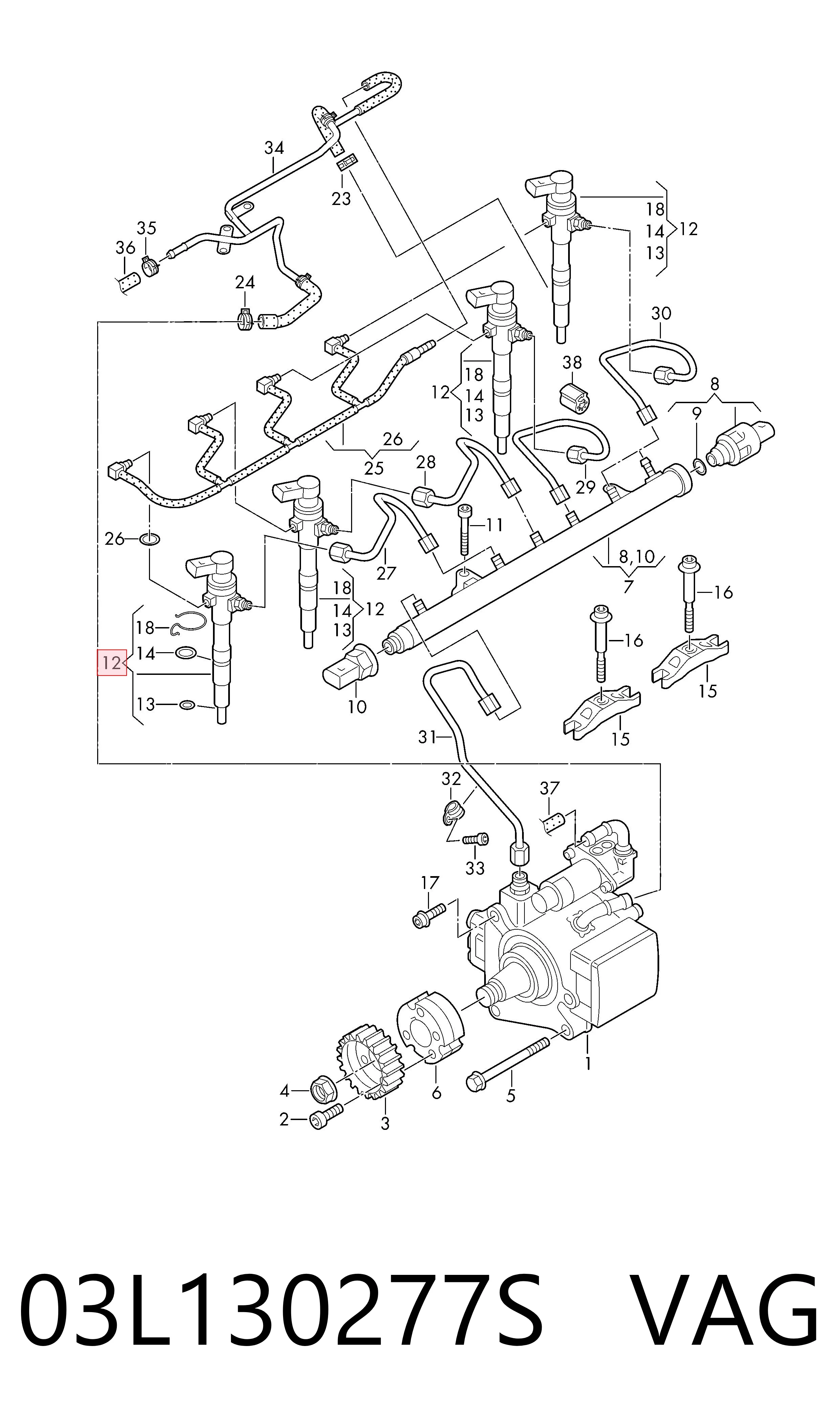 Injetor de injeção de combustível VAG 03L130277S preço, a partir de 389,43 USD