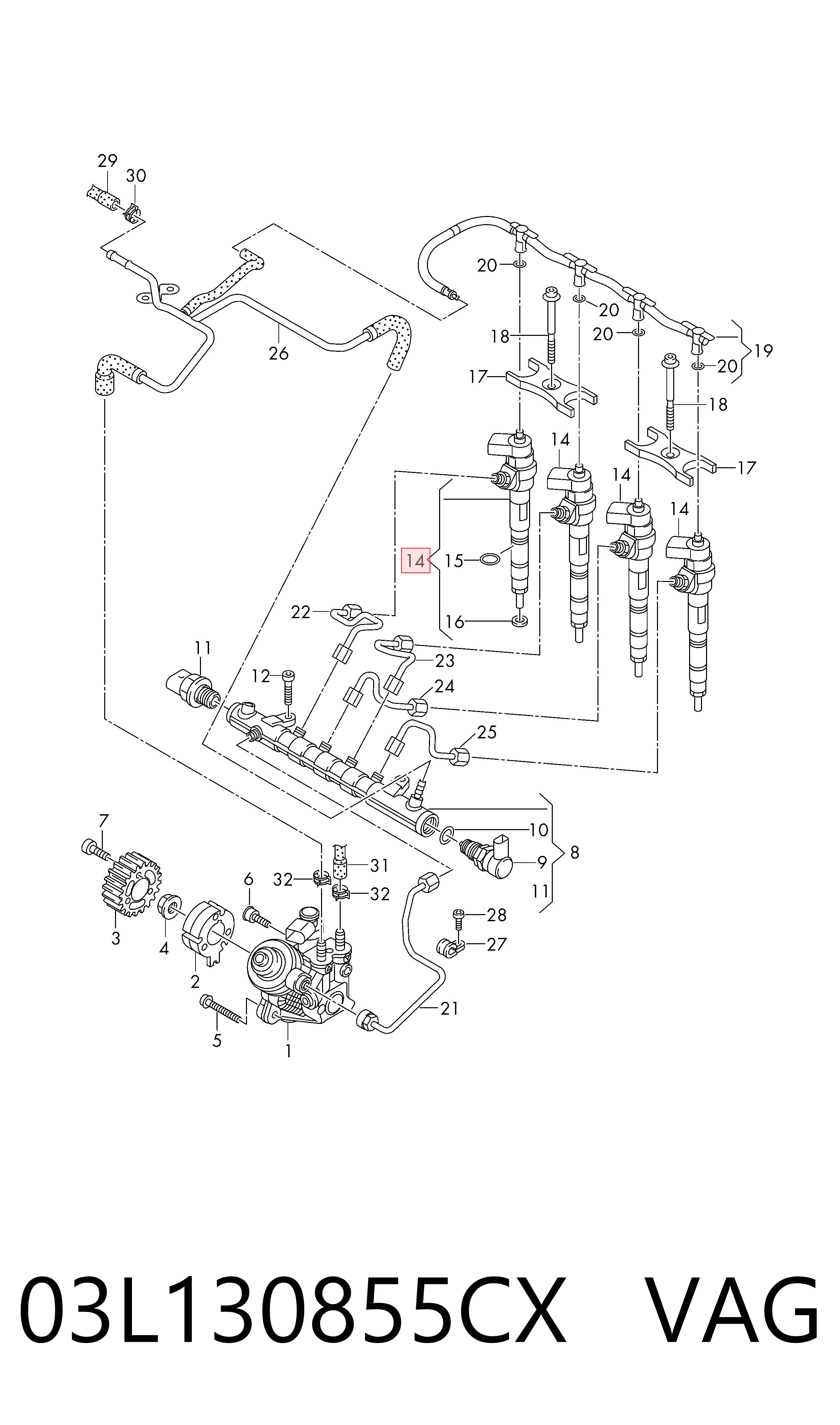Injetor de injeção de combustível VAG 03L130855CX preço, a partir de 165,44 USD