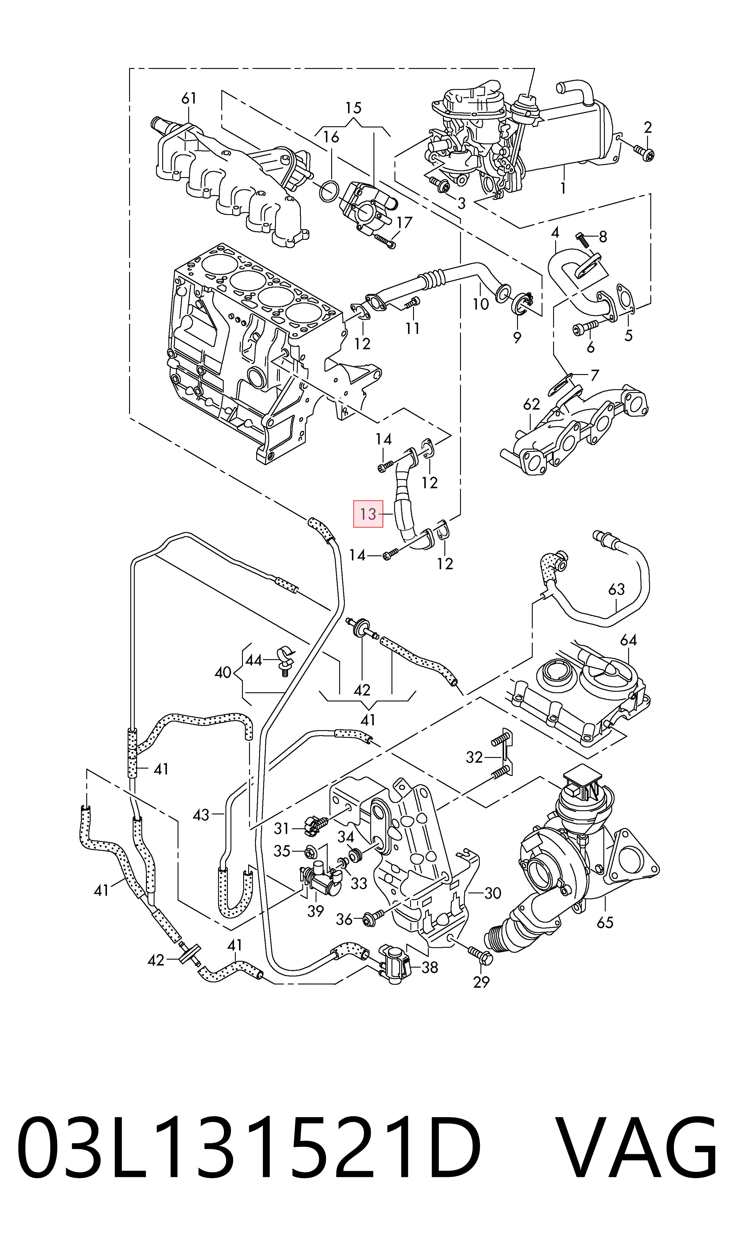 Compre 03L131521D VAG Cano derivado do sistema de recirculação dos gases de escape EGR