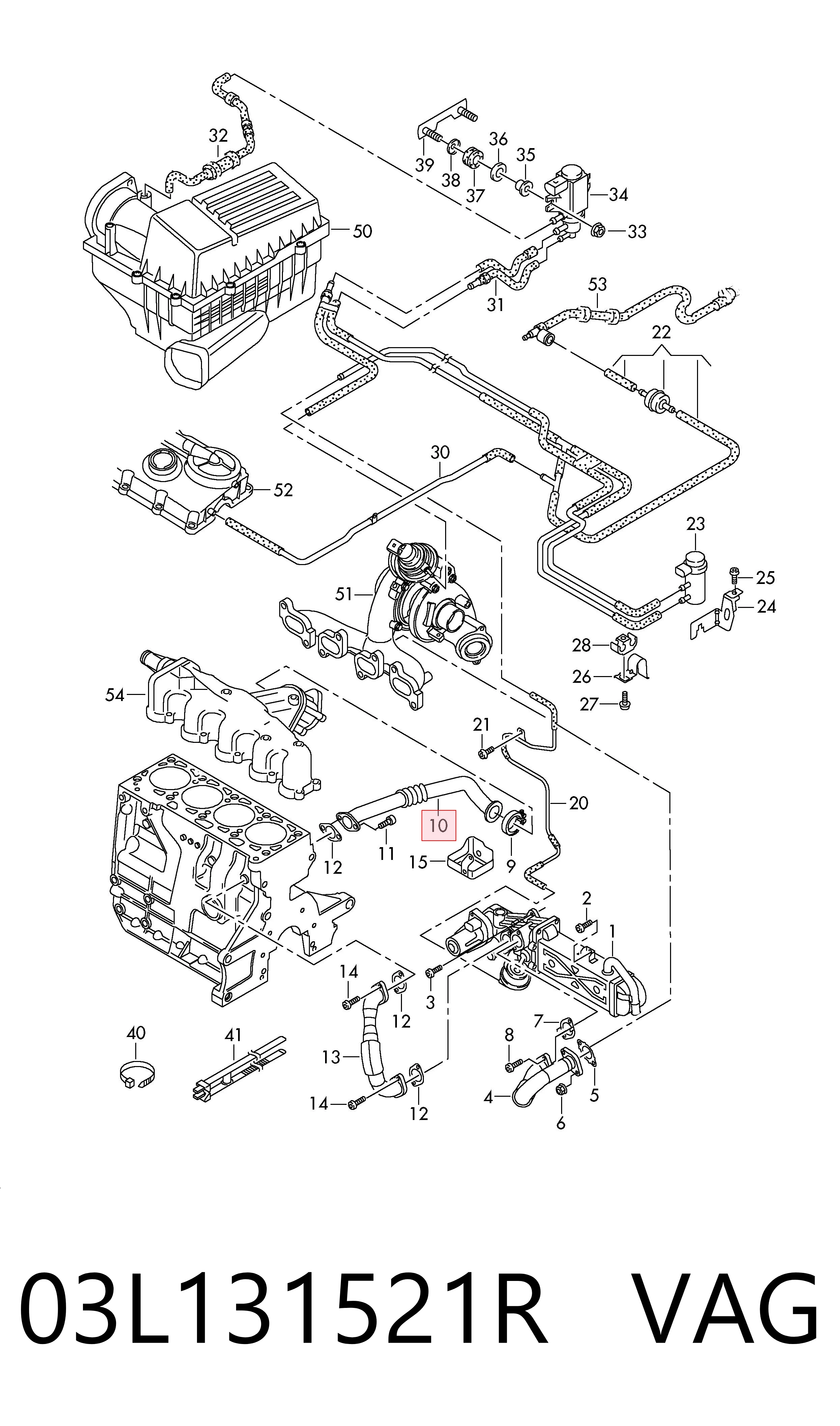 03L131521R VAG Cano derivado do sistema de recirculação dos gases de escape EGR