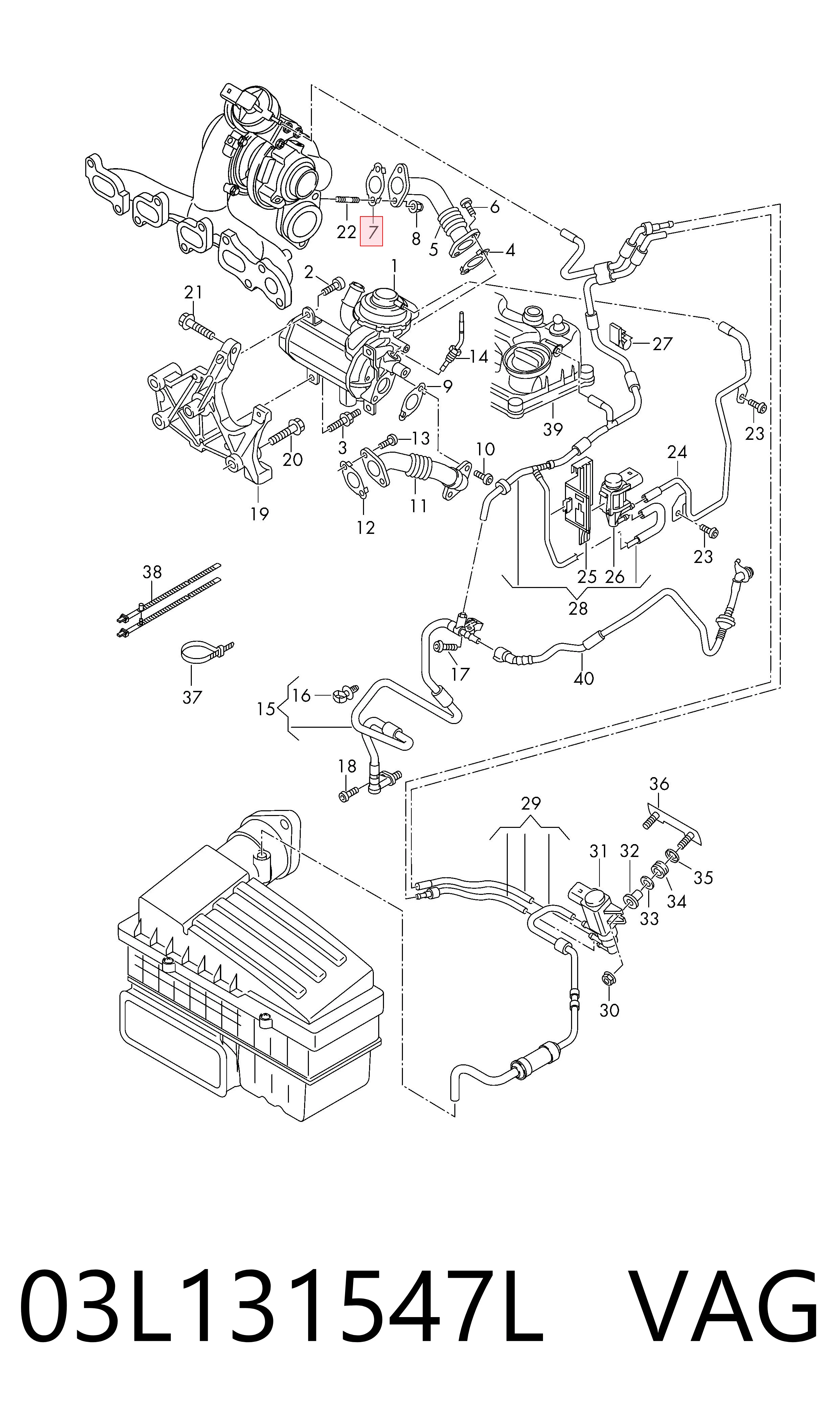 03L131547L VAG Vedante de refrigerador EGR do sistema de recirculação dos gases