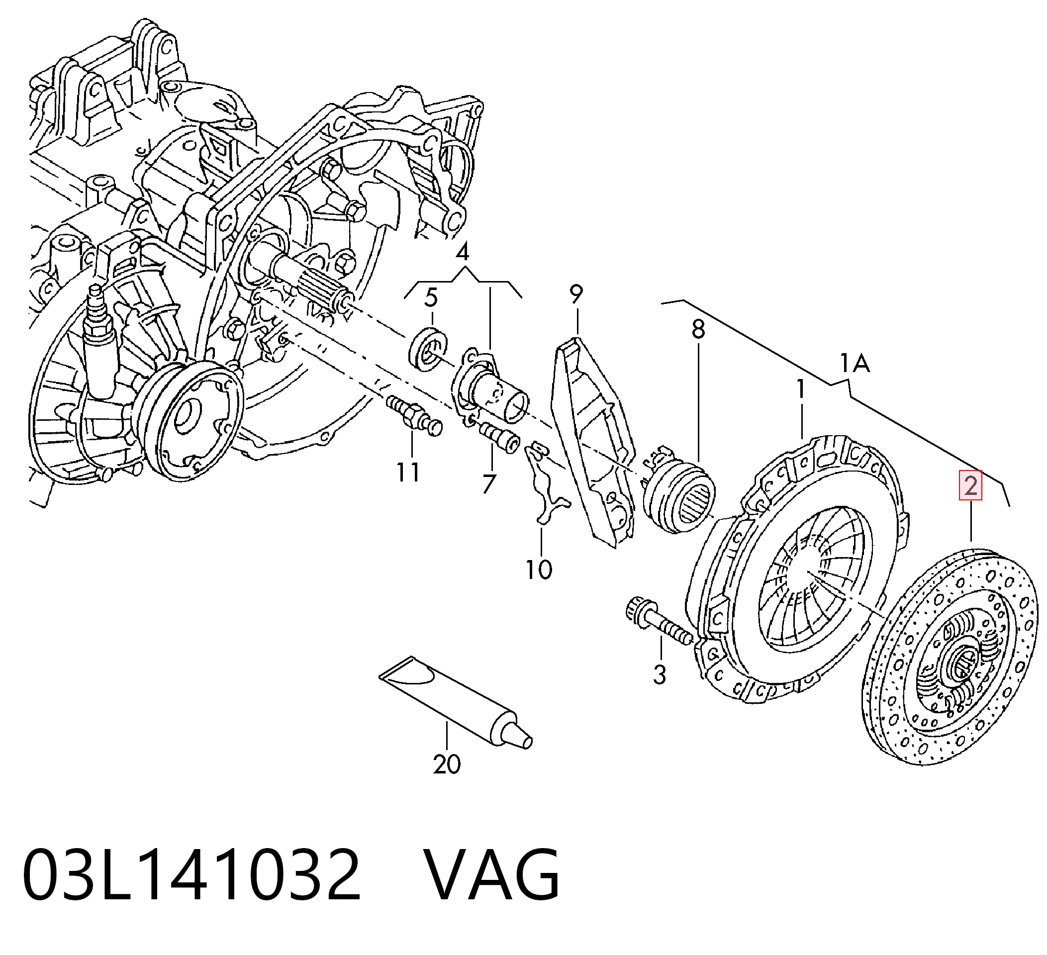 Disco de embraiagem Volkswagen Caddy IV SAB, SAJ
