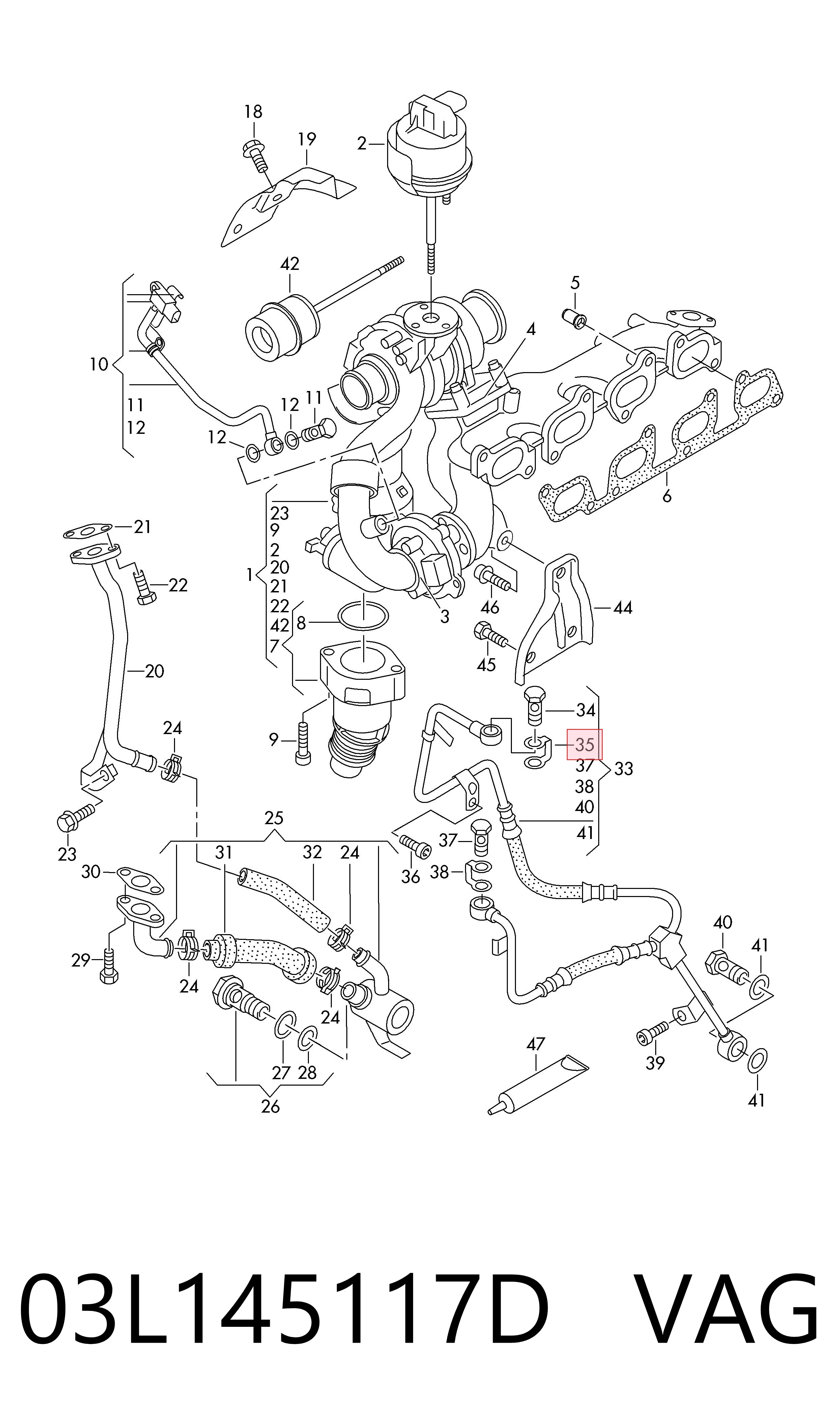Vedante de mangueira de derivação de óleo de turbina VAG 03L145117D preço, a partir de 6,03 USD