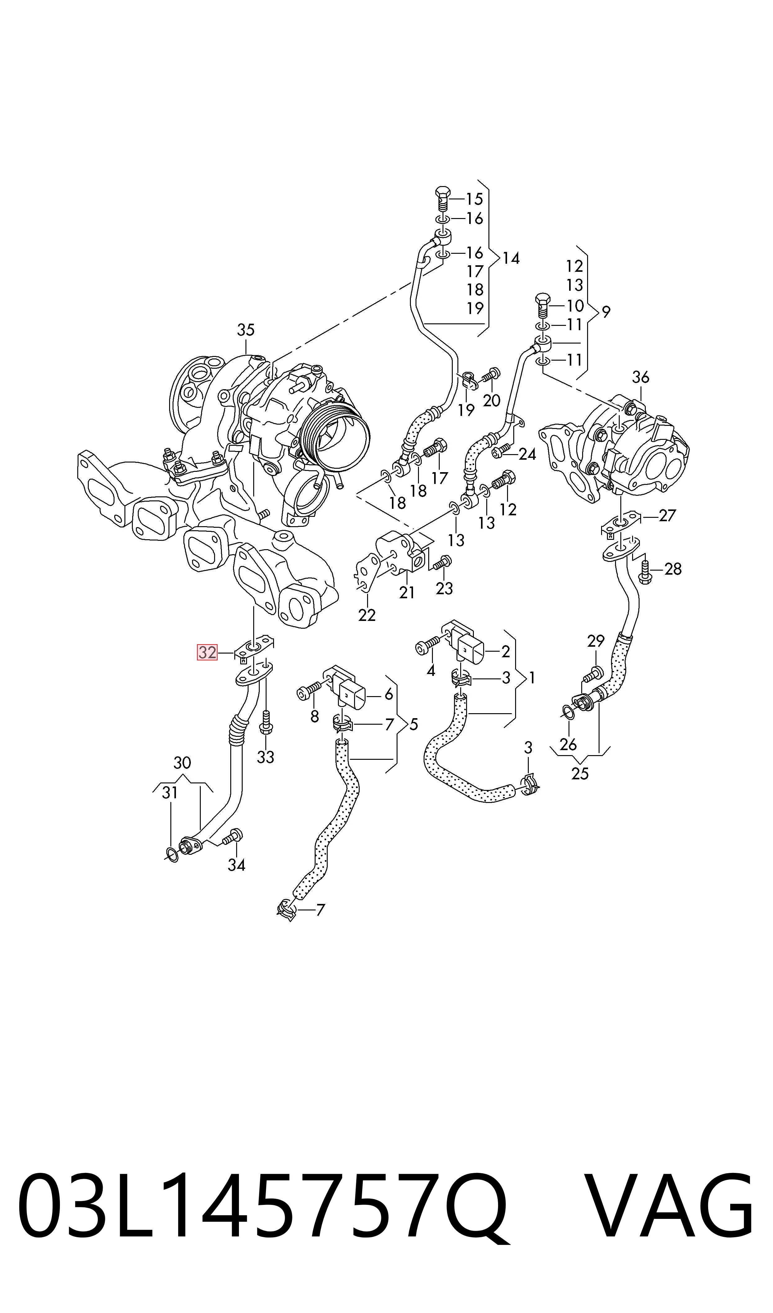Vedante de mangueira de derivação de óleo de turbina VAG 03L145757Q preço, a partir de 5,92 USD