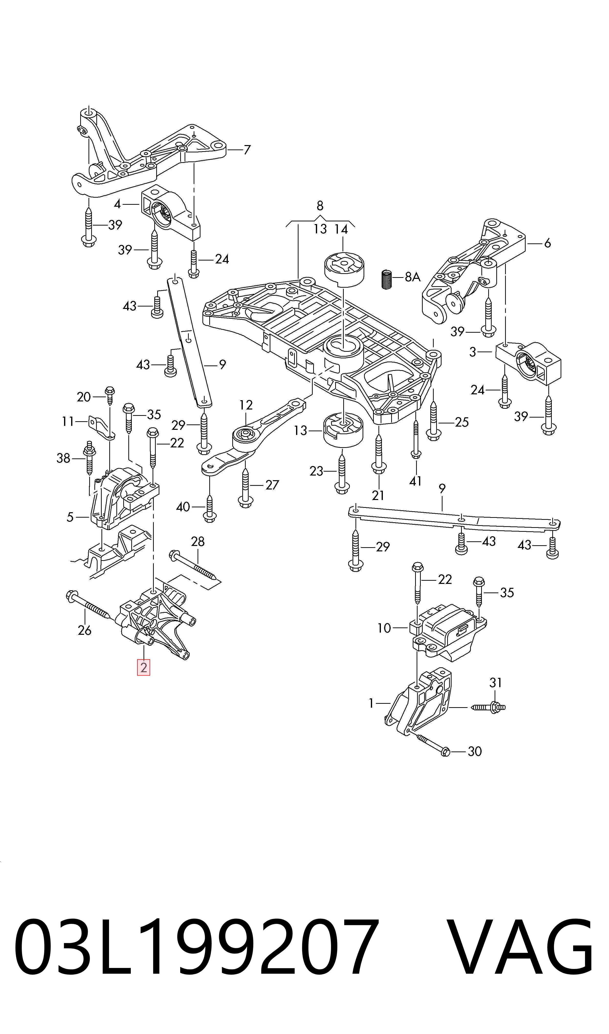 Consola de coxim (apoio) direita de motor VAG 03L199207 preço, a partir de 45,97 USD