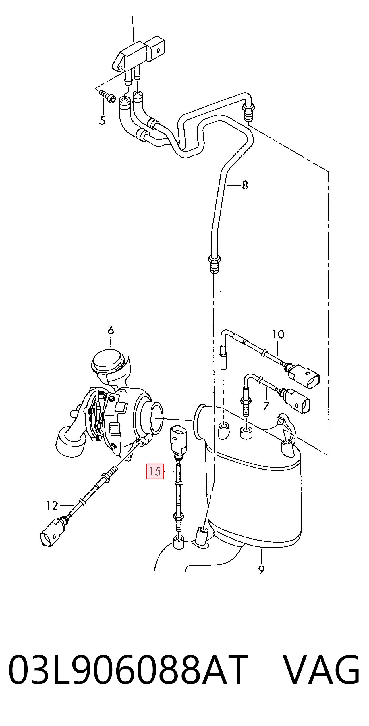 Sensor de temperatura dos gases de escape (GE), depois de filtro de partículas diesel VAG 03L906088AT preço, a partir de 108,96 USD