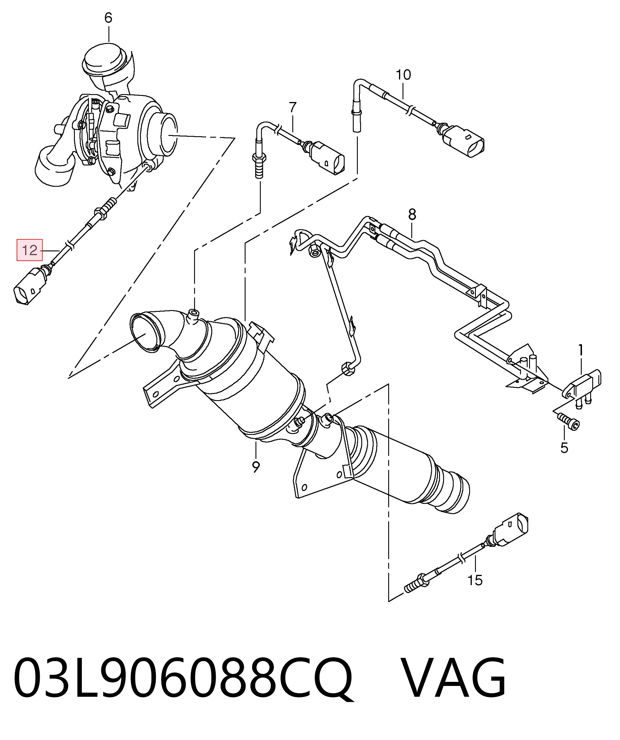 Sensor de temperatura dos gases de escape (GE), antes de turbina VAG 03L906088CQ preço, a partir de 104,62 USD
