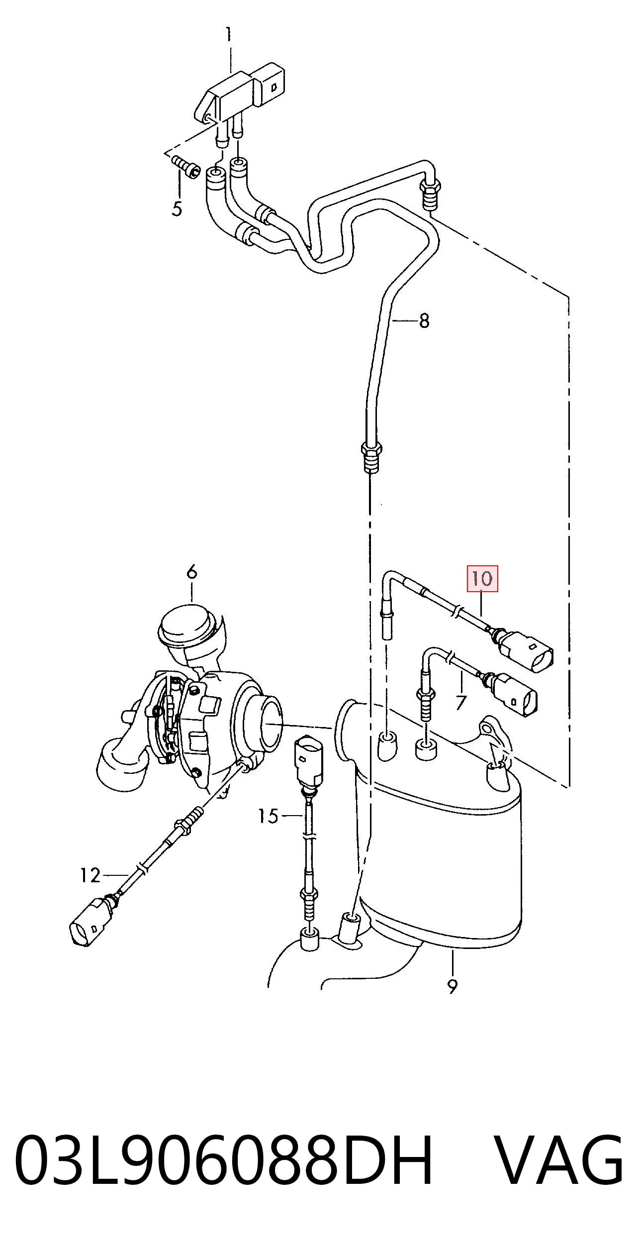 03L906088DH VAG Sensor de temperatura dos gases de escape (GE), antes de filtro de partículas diesel