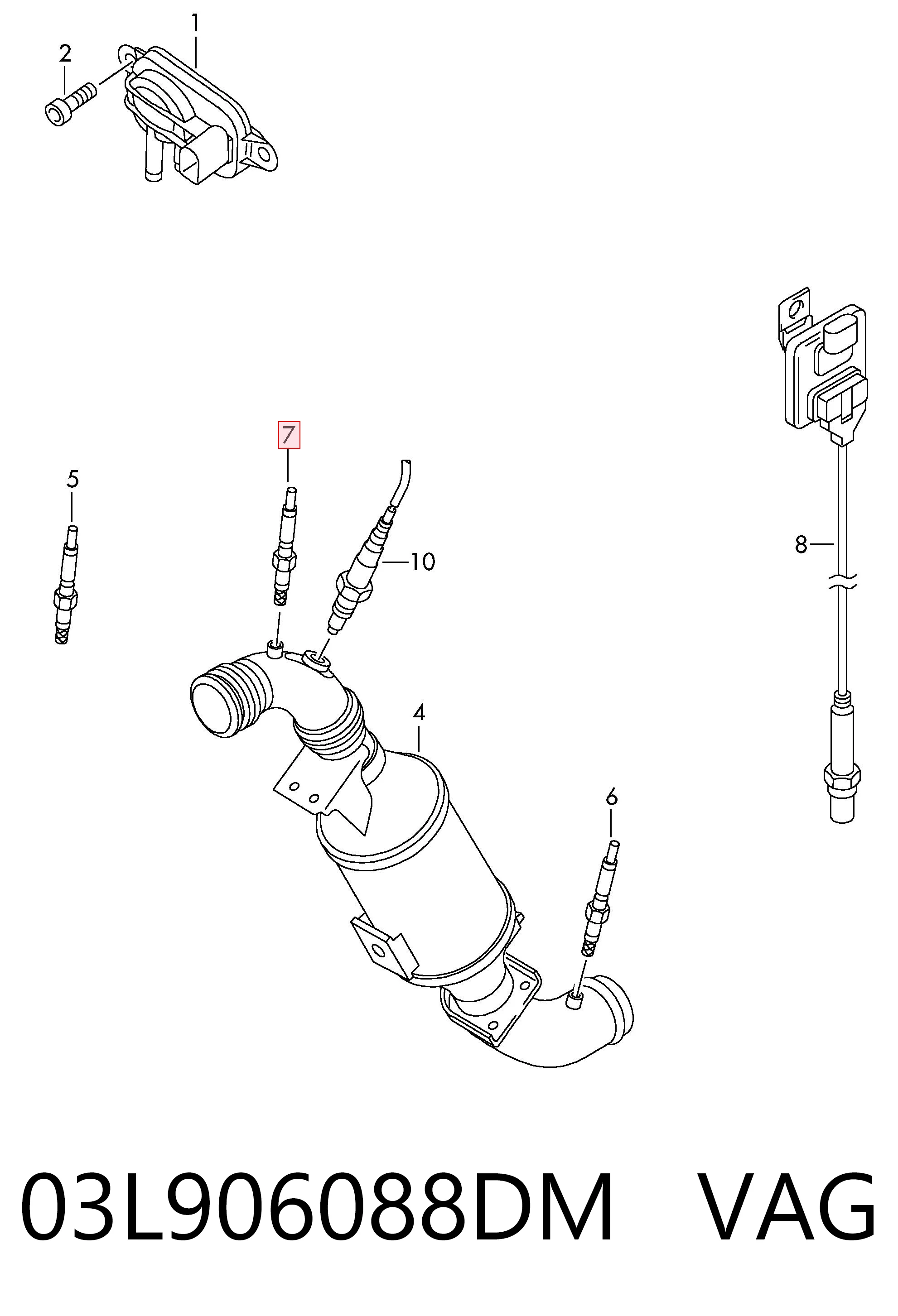 Sensor de temperatura dos gases de escape (GE), antes de filtro de partículas diesel VAG 03L906088DM preço, a partir de 81,72 USD