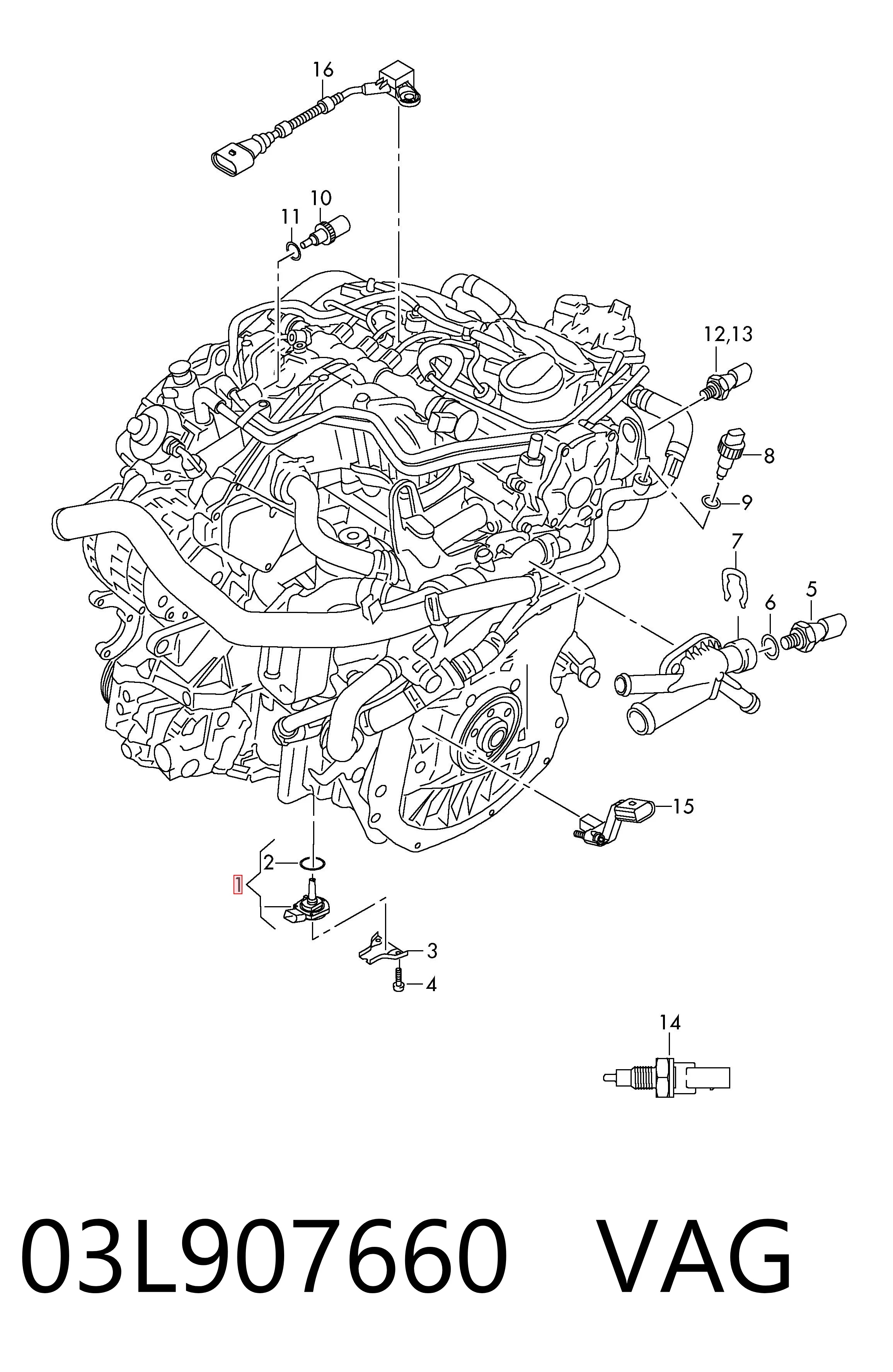 03L907660 VAG Sensor do nível de óleo de motor