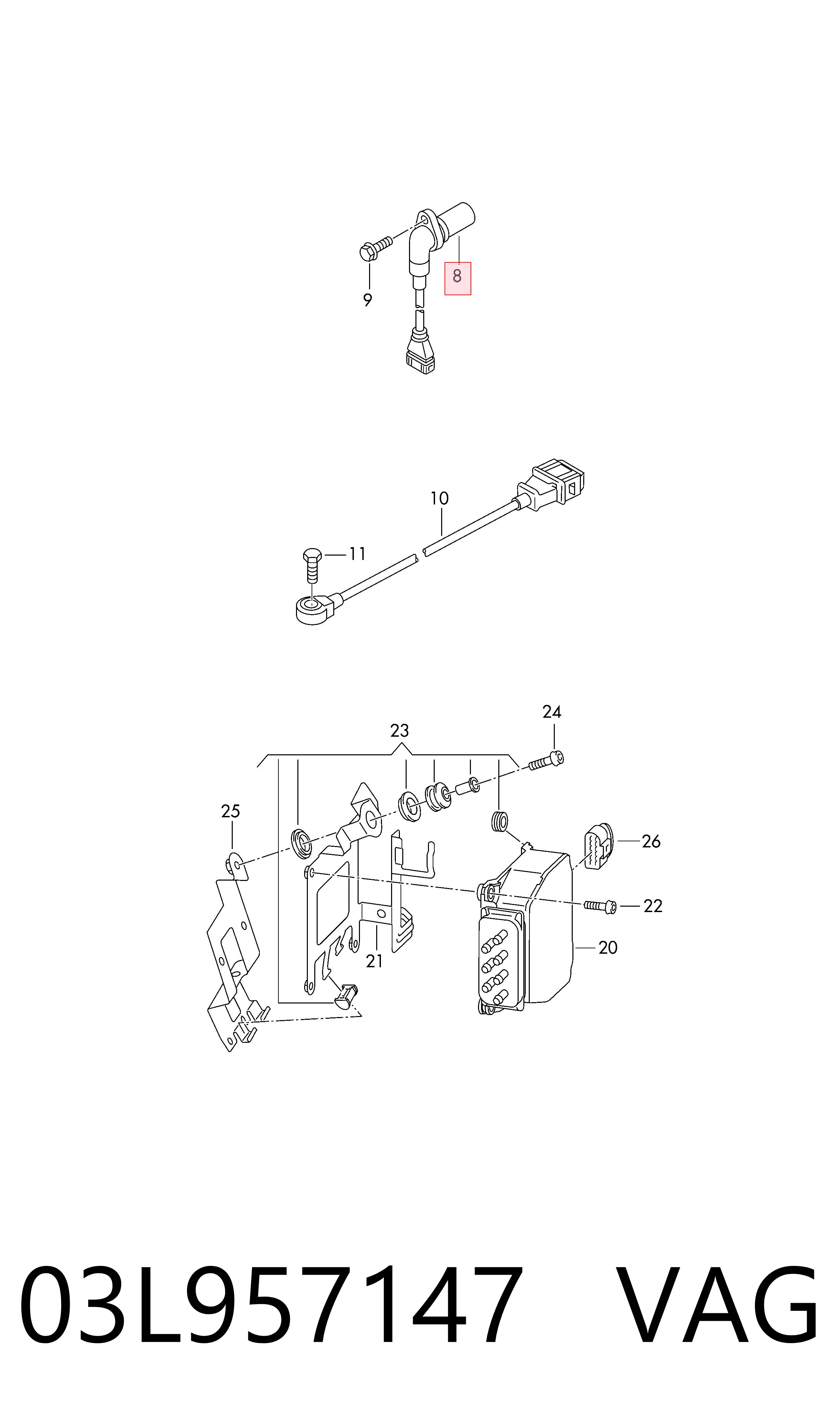 03L957147 VAG Sensor de posição da árvore distribuidora