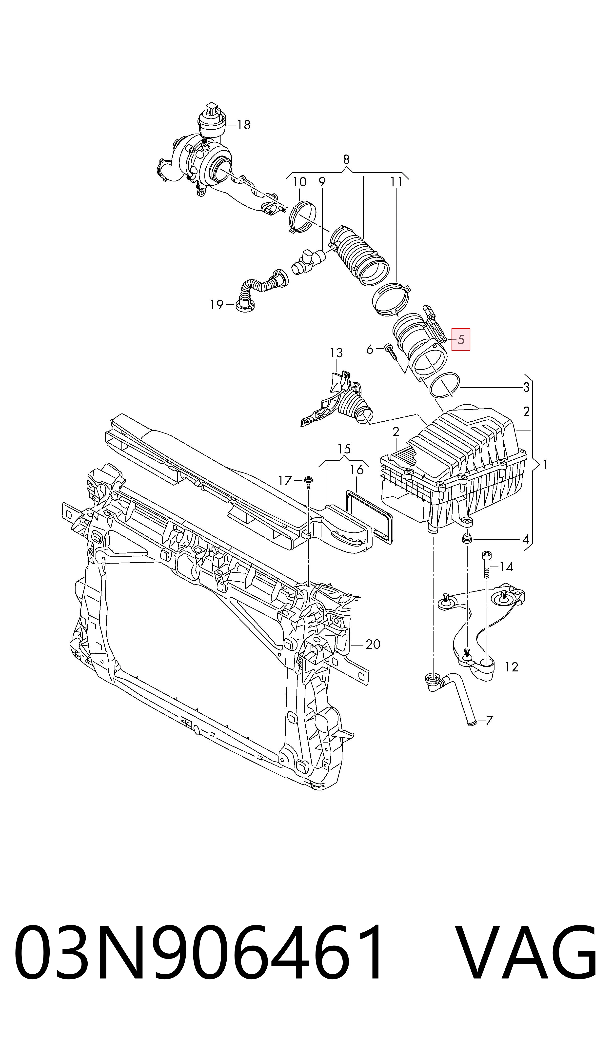 Sensor de fluxo (consumo) de ar, medidor de consumo M.A.F. - (Mass Airflow) VAG 03N906461 preço, a partir de 109,05 USD