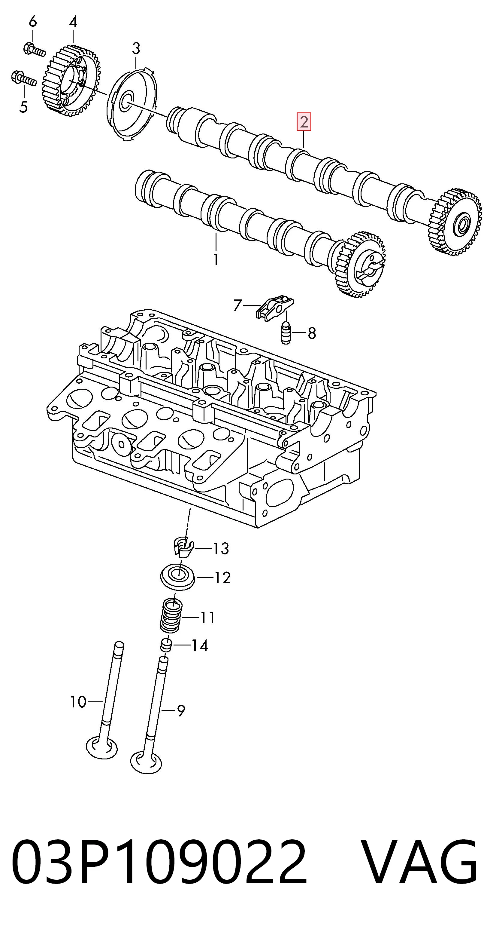 Árvore distribuidora de motor VAG 03P109022 preço, a partir de 225,96 USD