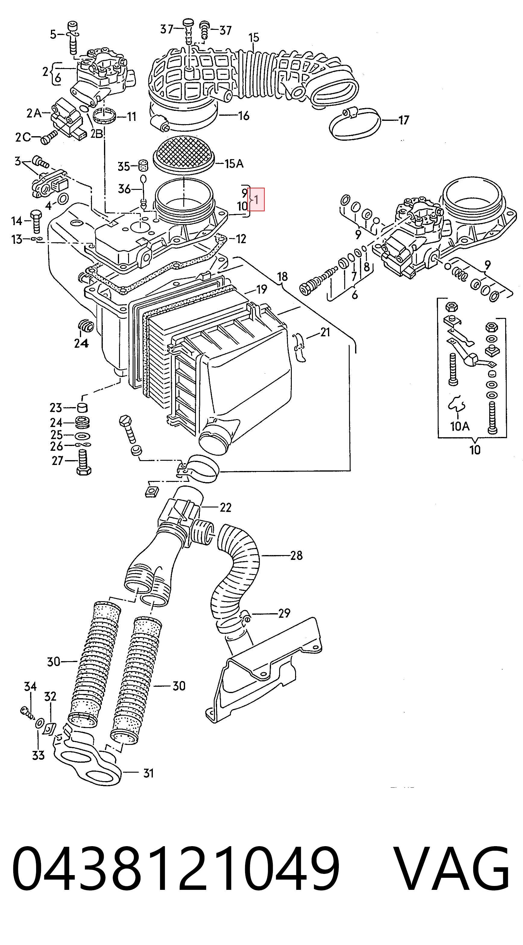 Sensor de fluxo (consumo) de ar, medidor de consumo M.A.F. - (Mass Airflow) para Audi 100 C3 44, 44Q