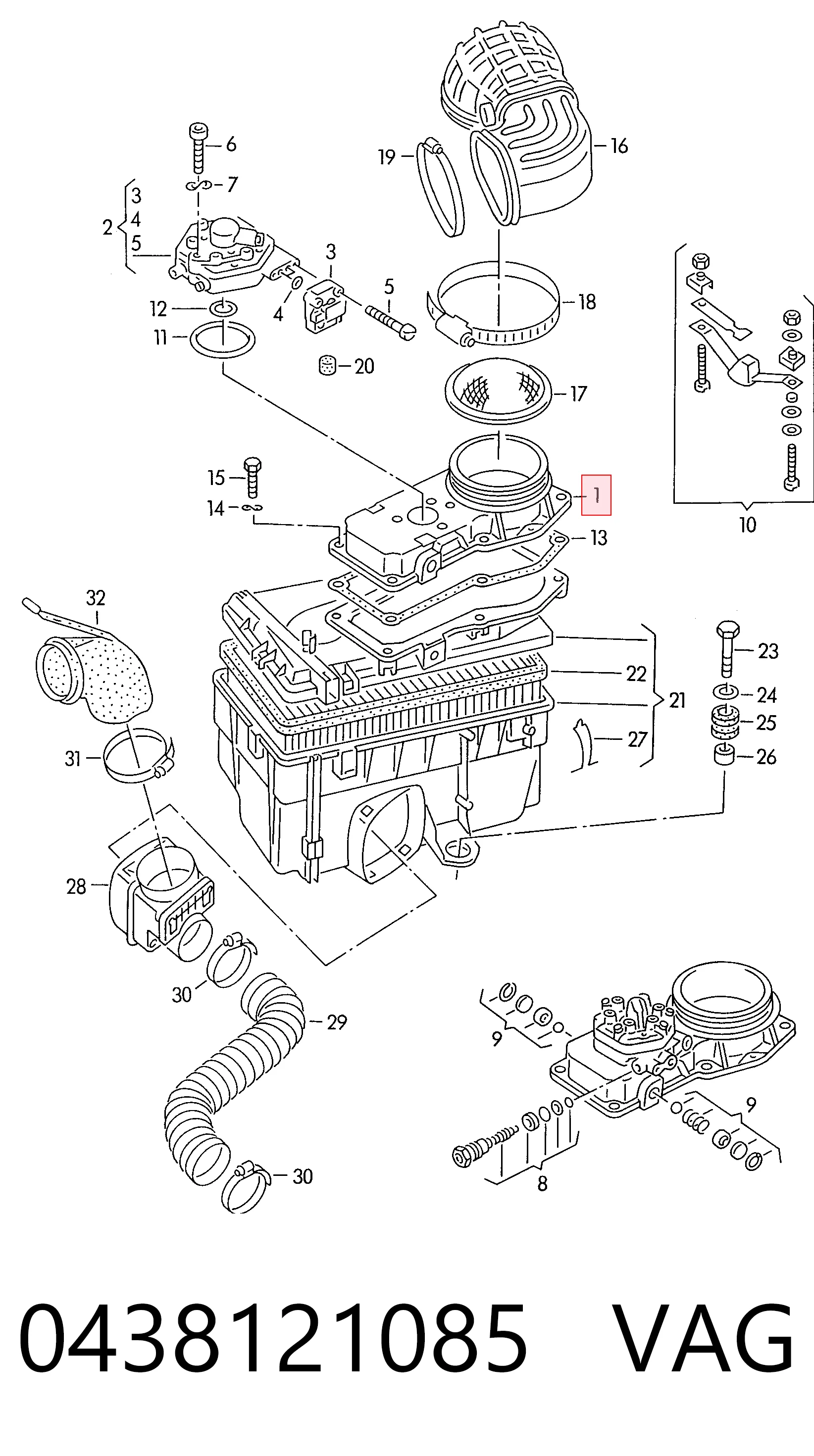 Sensor de fluxo (consumo) de ar, medidor de consumo M.A.F. - (Mass Airflow) Audi 100 C3 44, 44Q