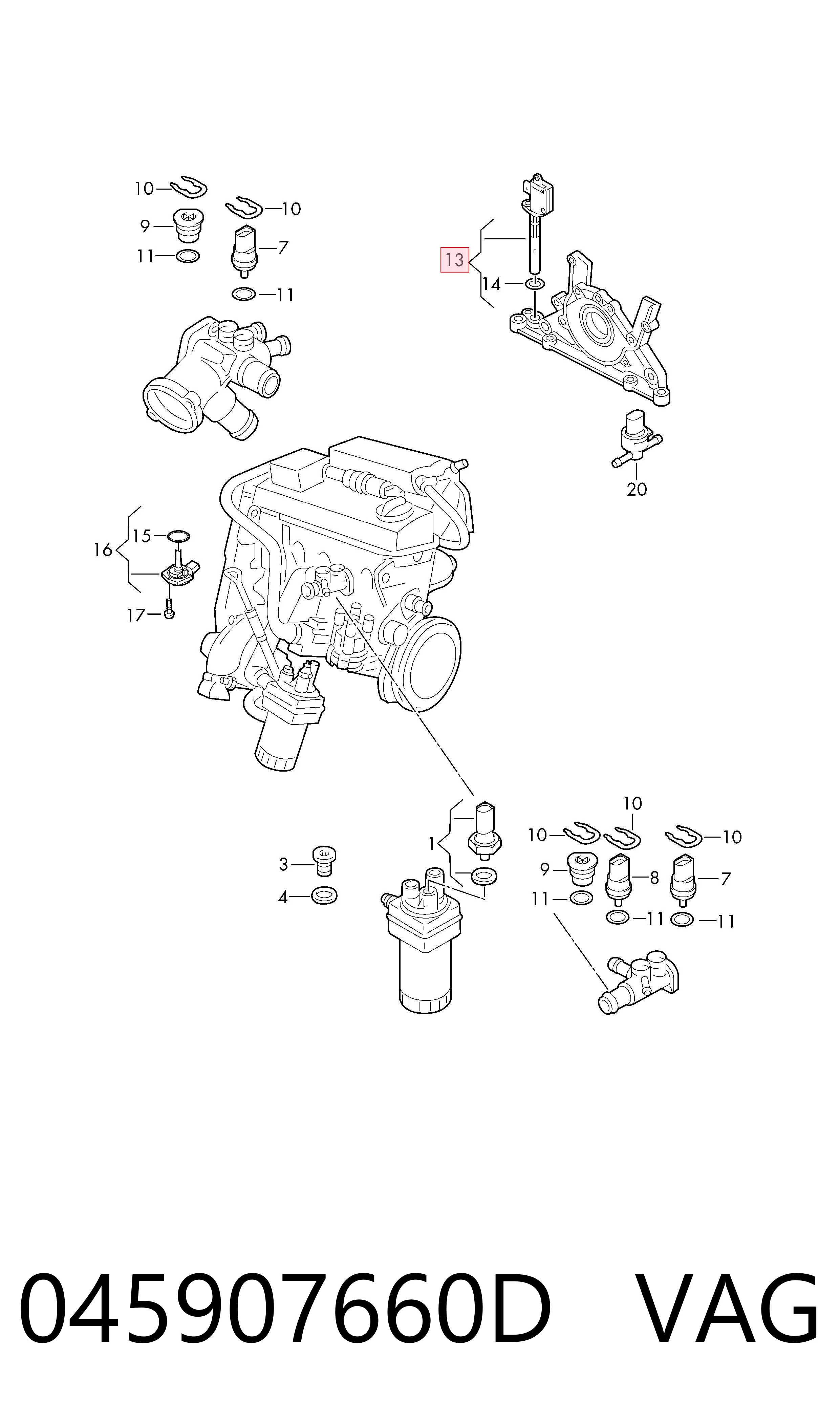 045907660D VAG Sensor do nível de óleo de motor