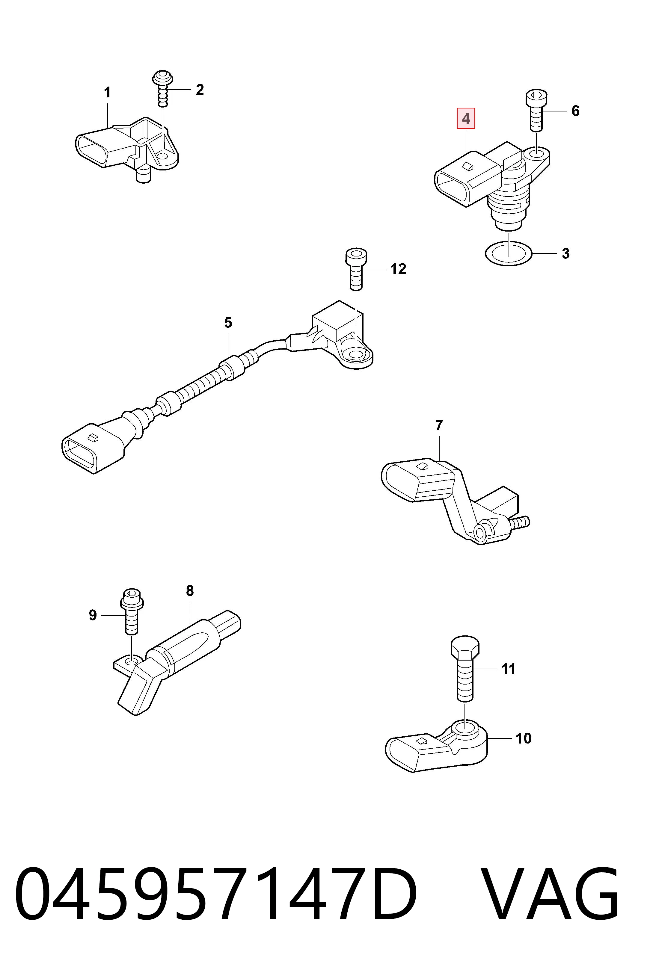 045957147D VAG Sensor de posição da árvore distribuidora