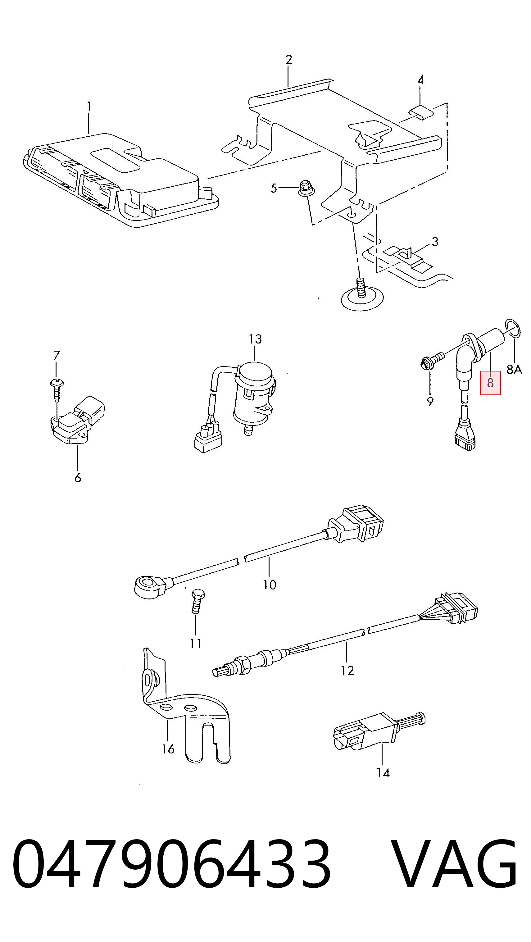047906433 VAG Sensor de posição (de revoluções) de cambota