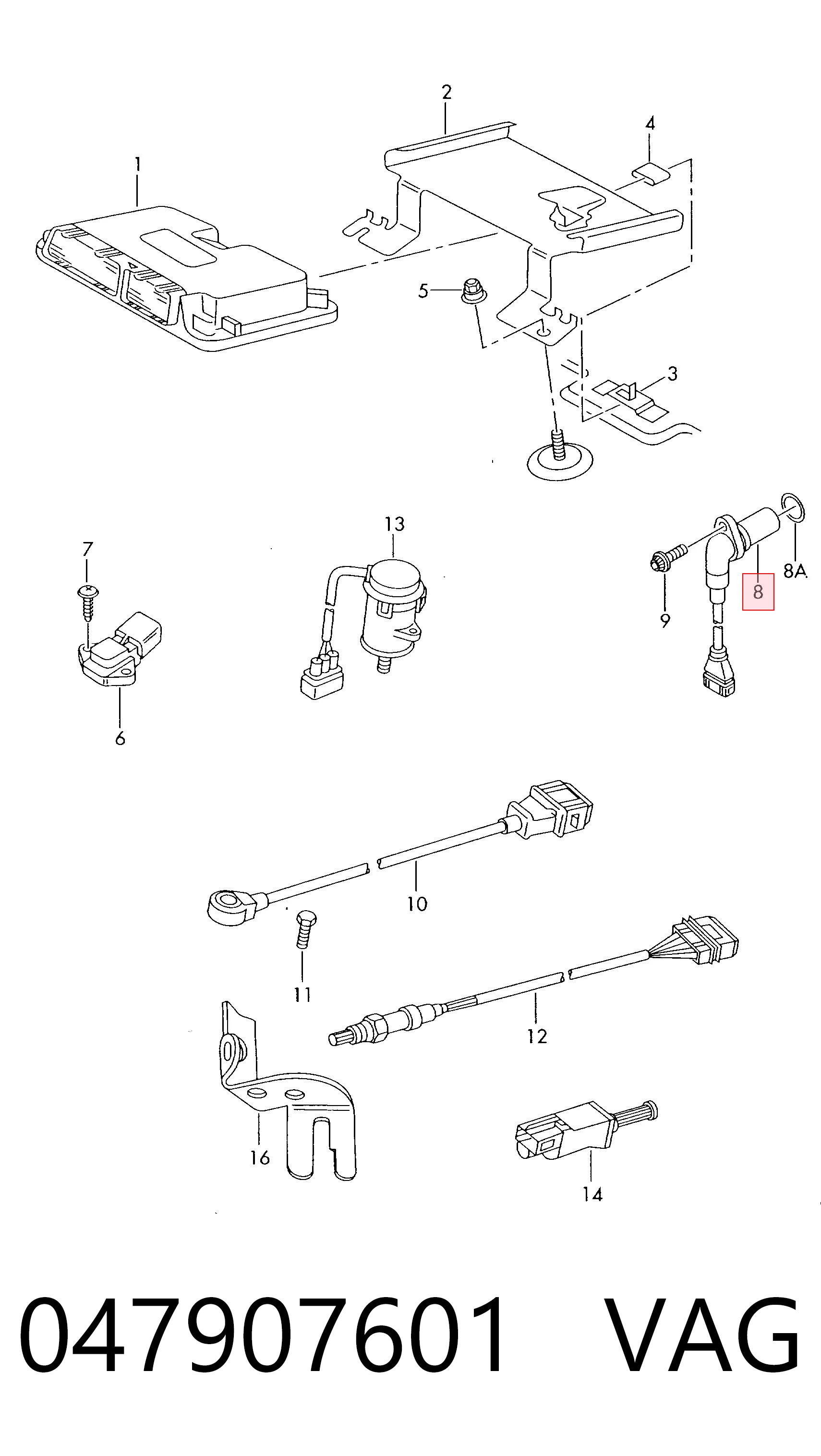 047907601 VAG Sensor de posição da árvore distribuidora