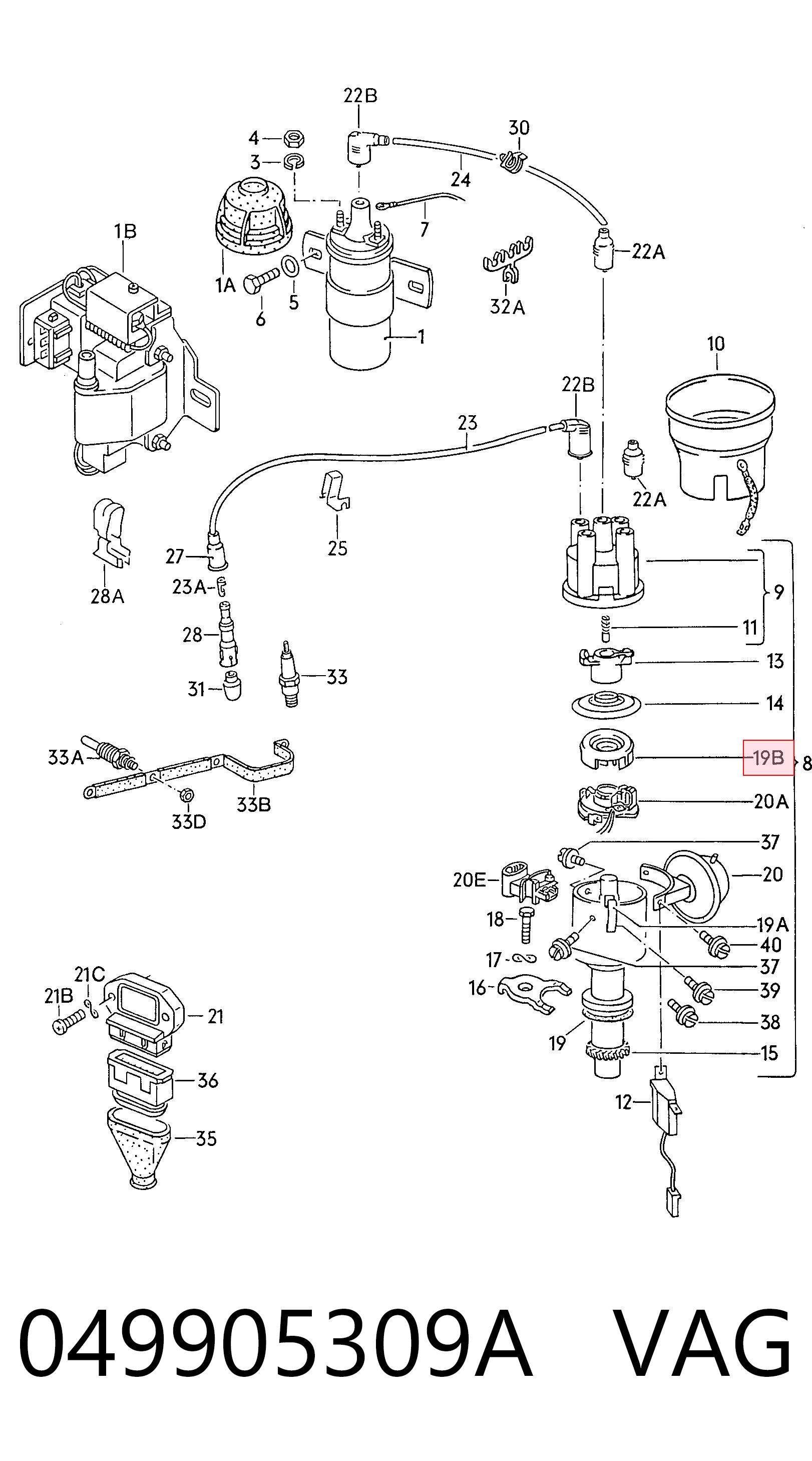 Sensor de efeito Hall para Audi 80 81, 85