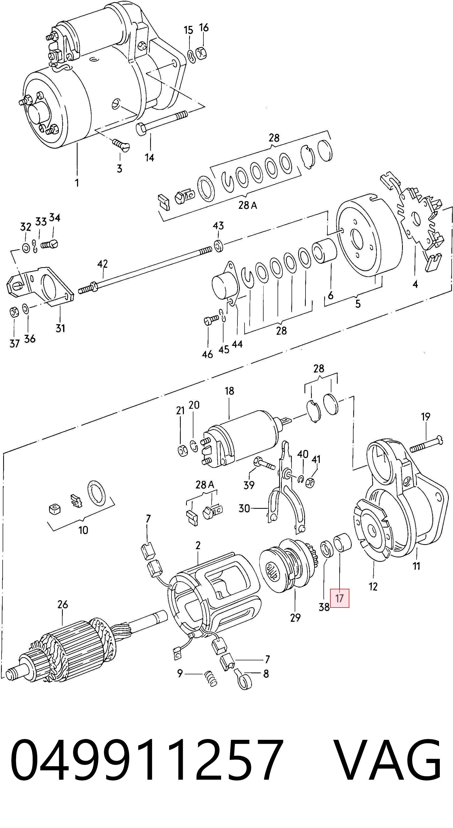 Bucha do motor de arranco para Opel Corsa C F08, F68