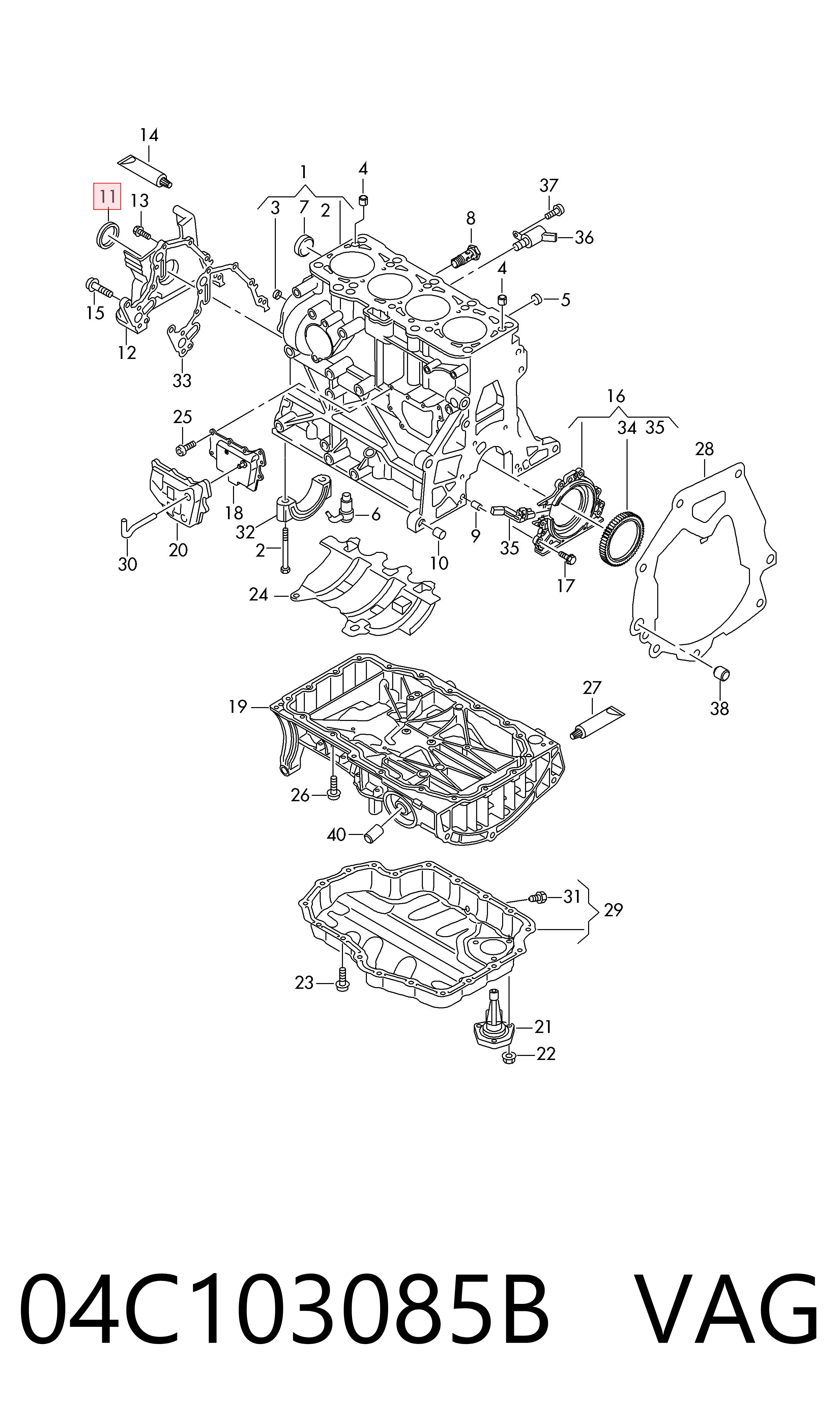 04C103085B VAG Vedação dianteira de cambota de motor