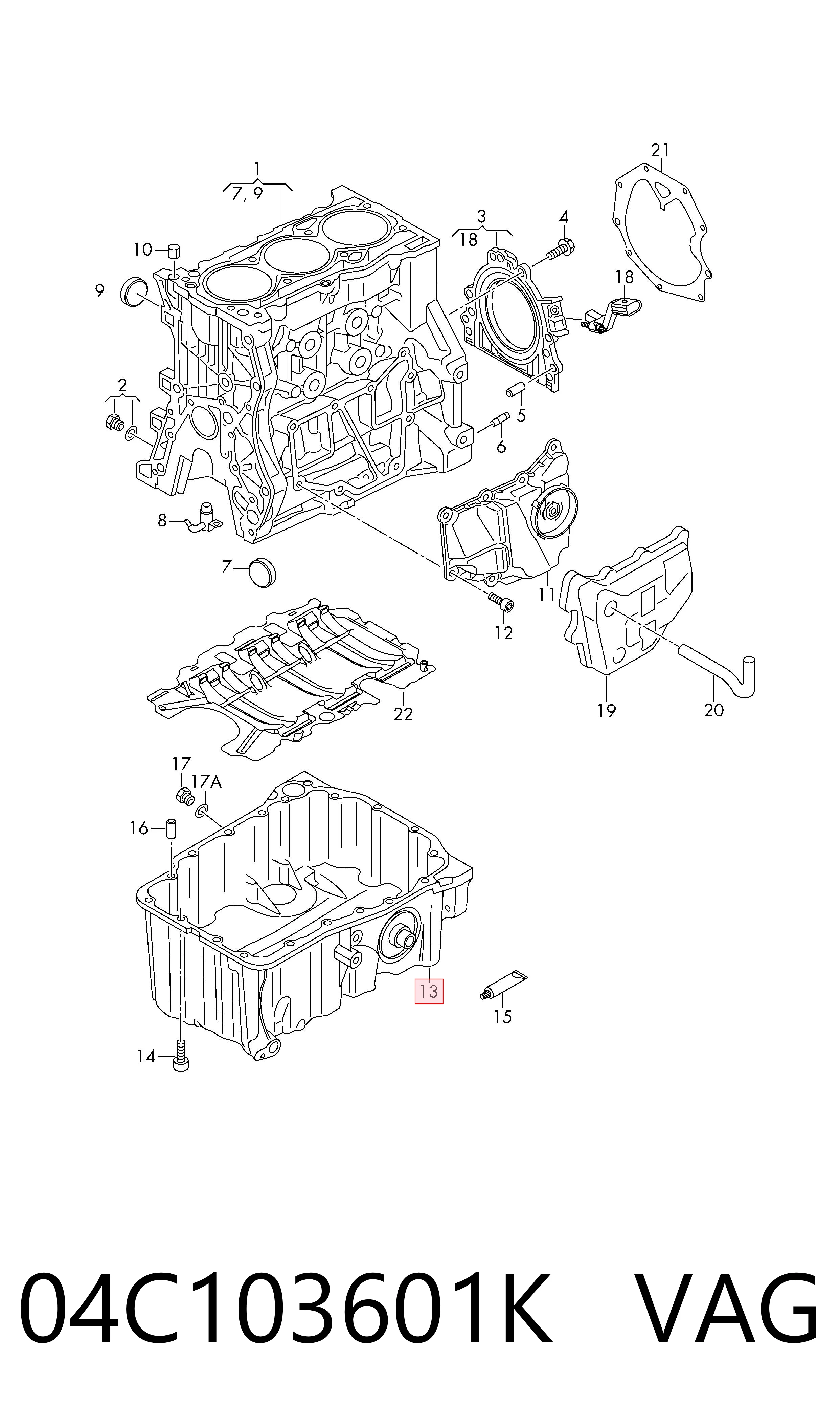 04C103601K VAG Panela de óleo de cárter do motor
