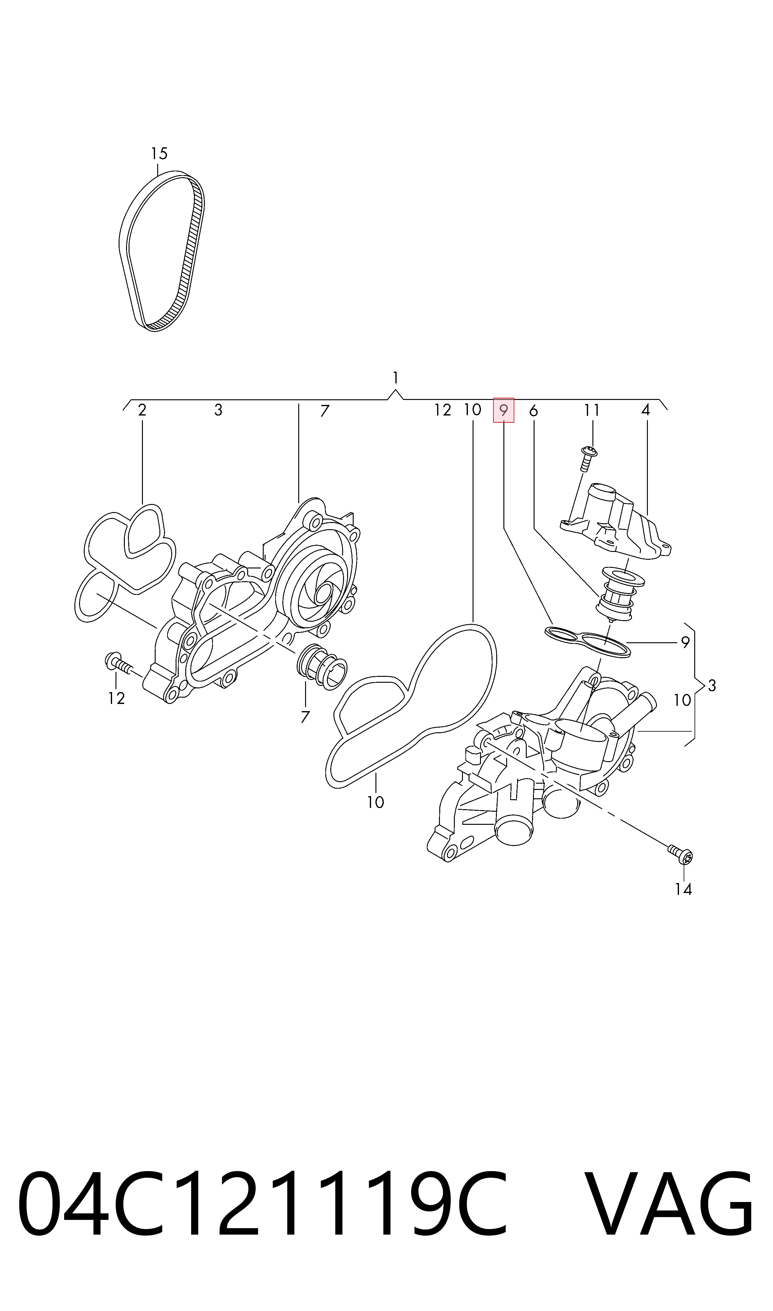 Vedante de termostato para Volkswagen Polo VI AW1, BZ1, AE1