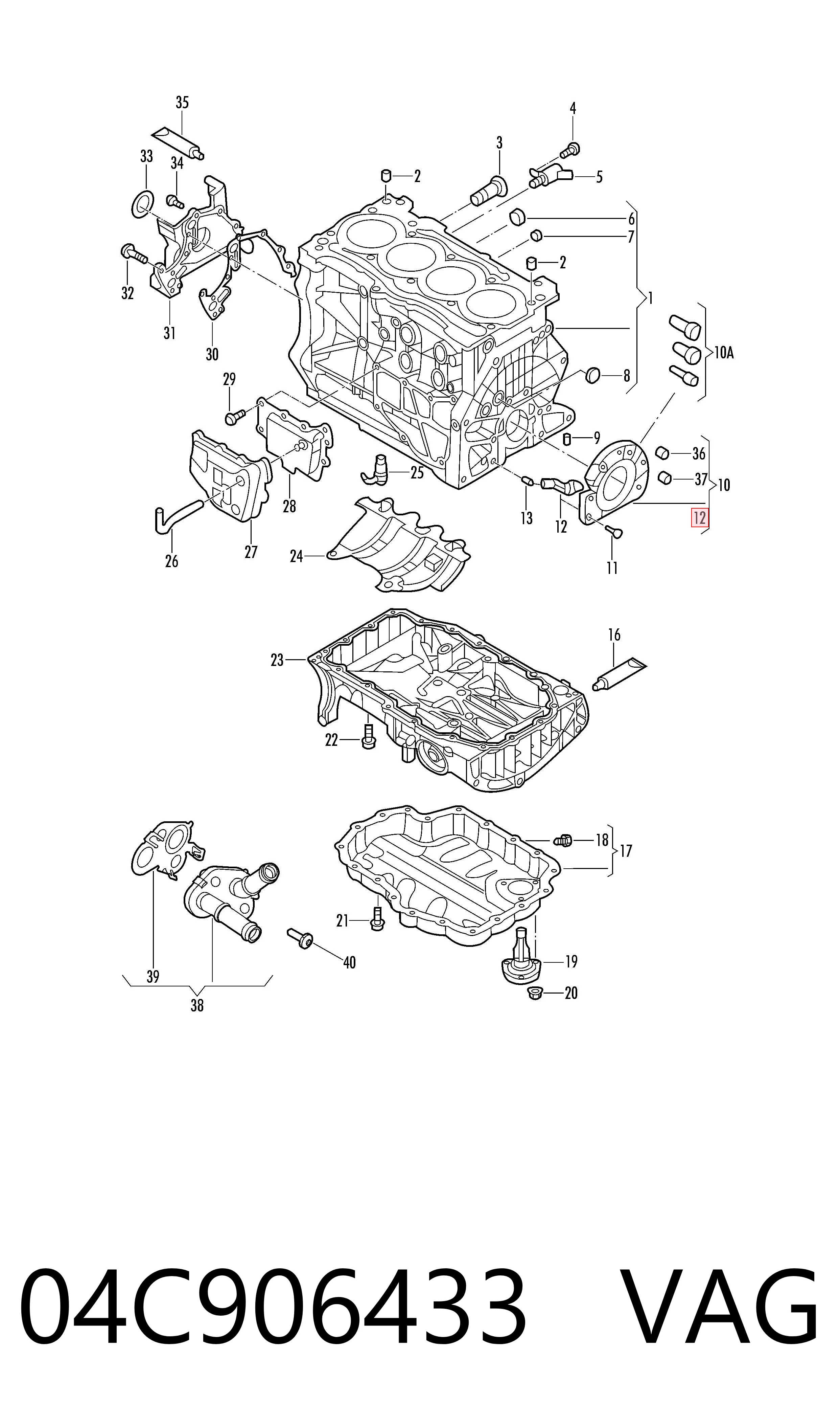 04C906433 VAG Sensor de posição (de revoluções) de cambota