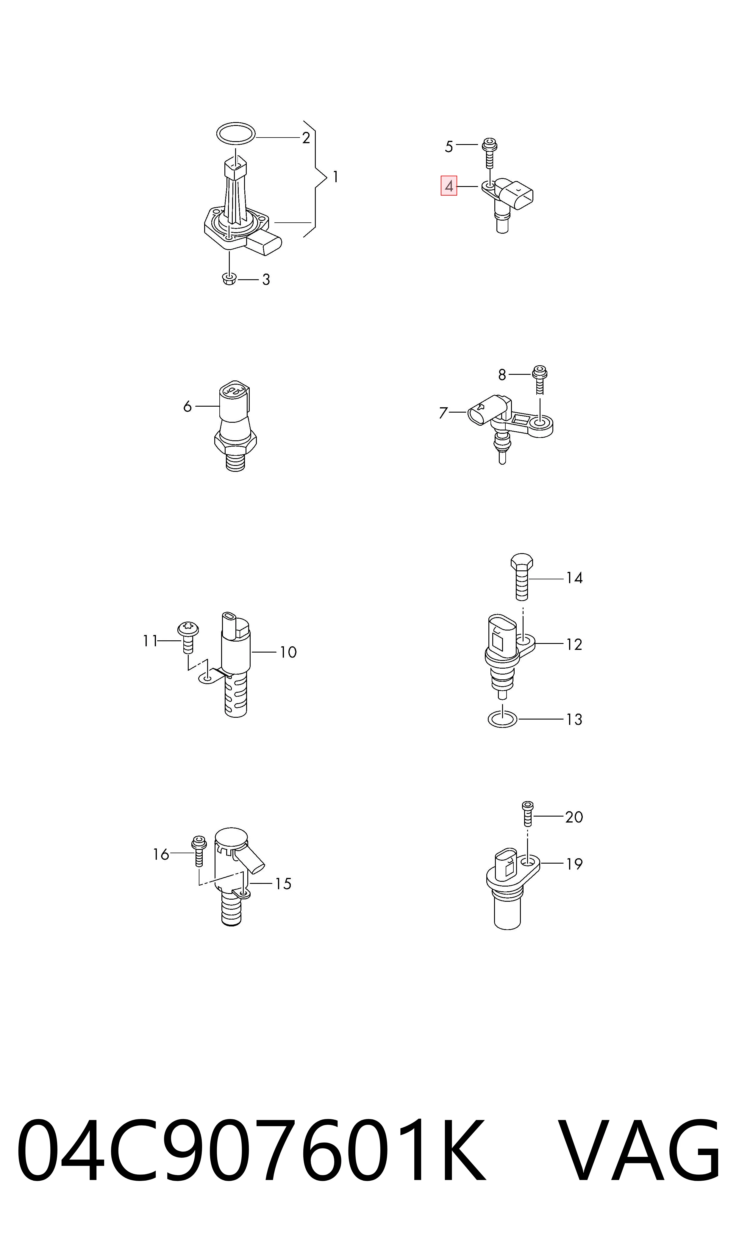 04C907601K VAG Sensor de posição da árvore distribuidora