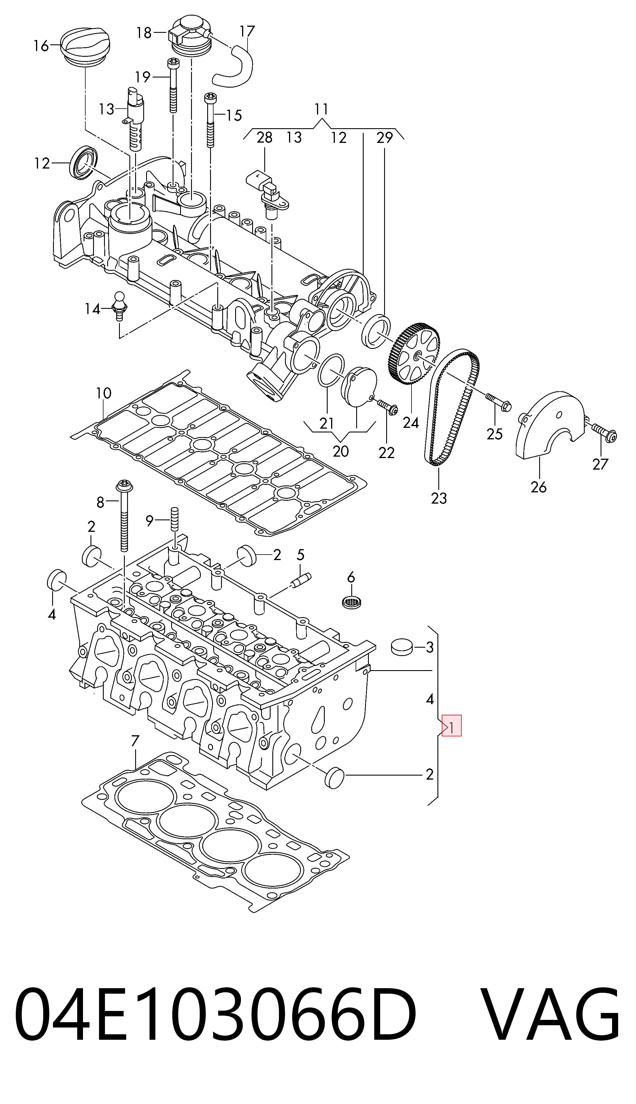 04E103066D VAG Cabeça de motor (CBC)