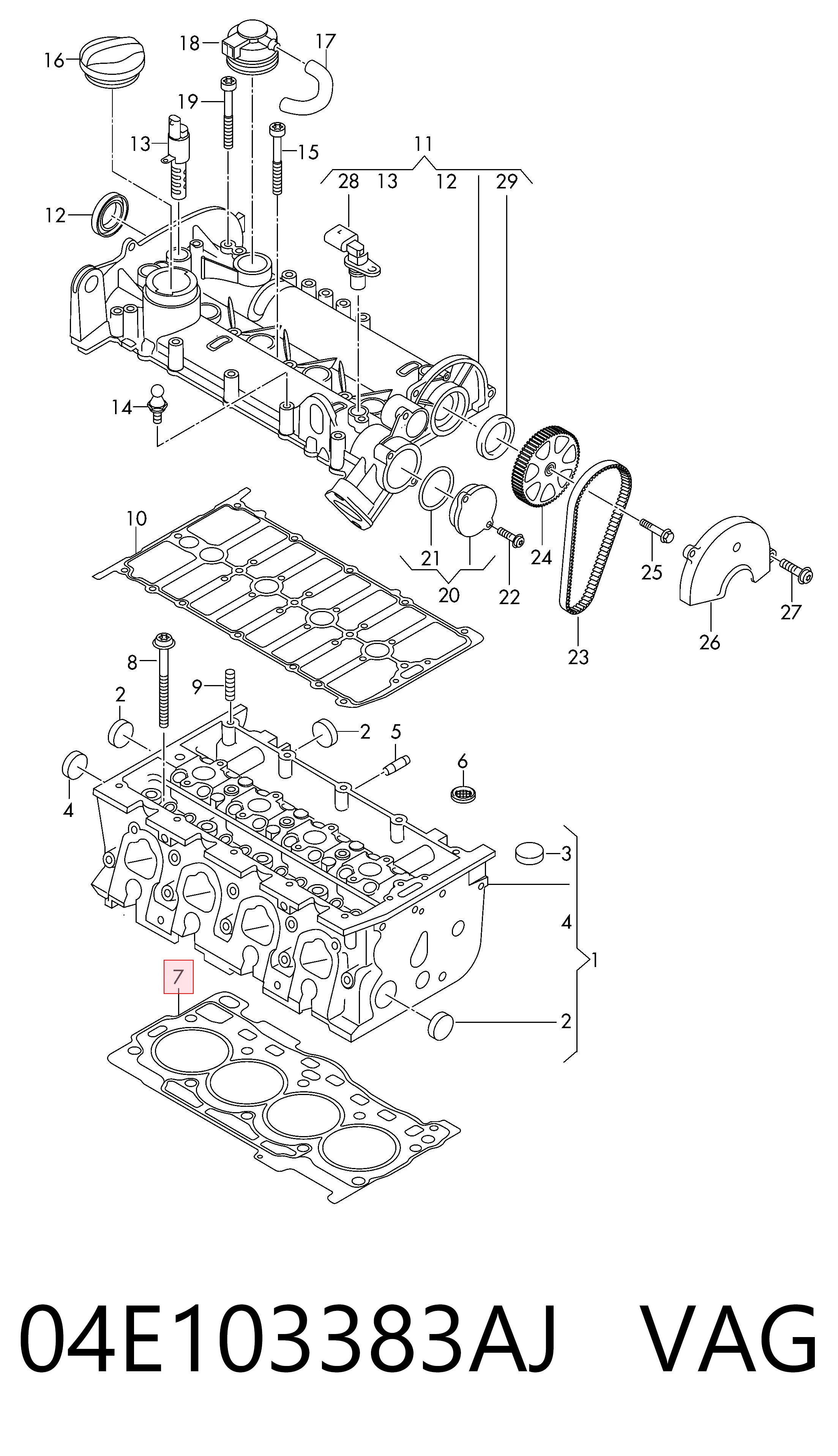 Vedante de cabeça de motor (CBC) VAG 04E103383AJ preço, a partir de 52,54 USD