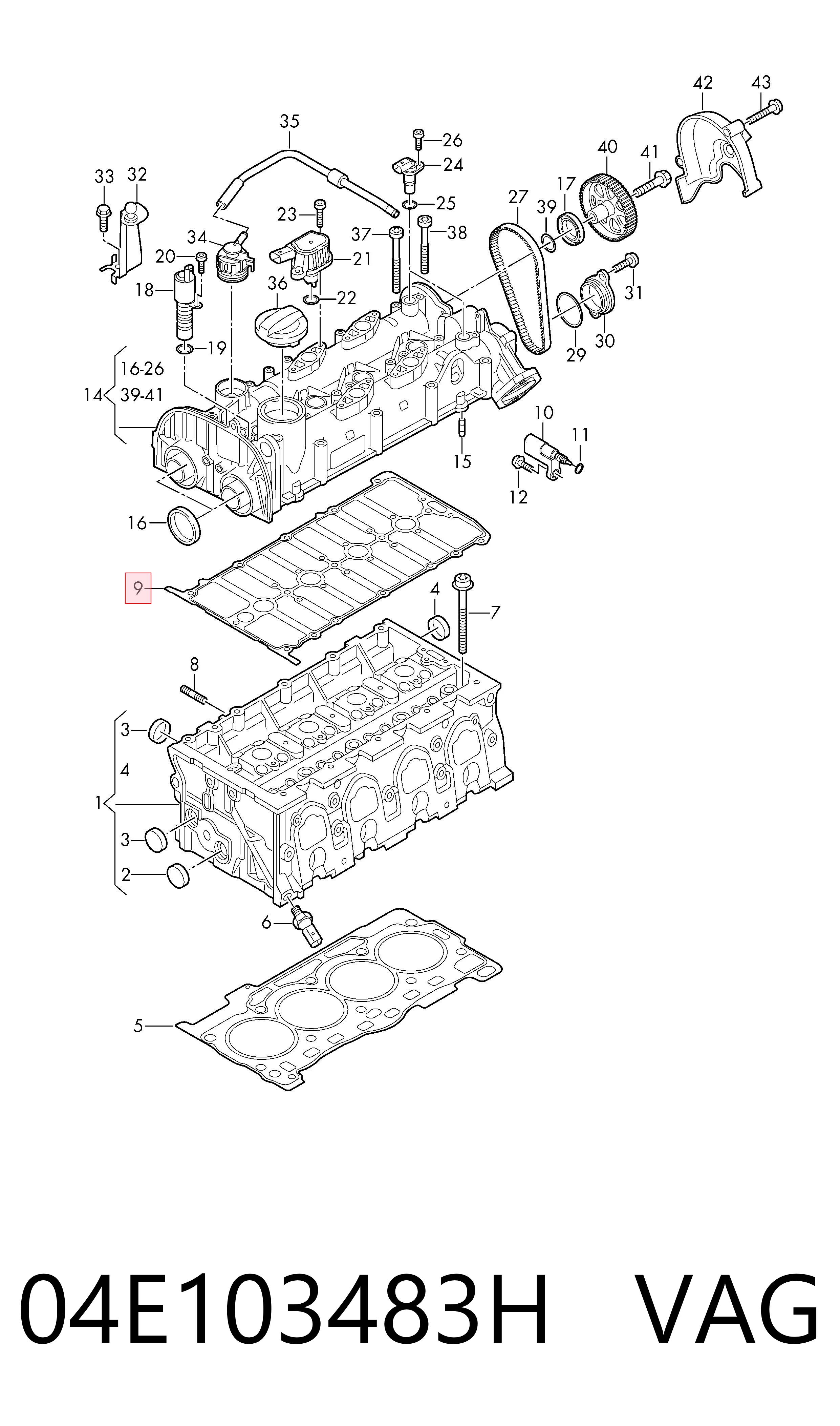 Compre 04E103483H VAG Vedante de tampa de válvulas de motor