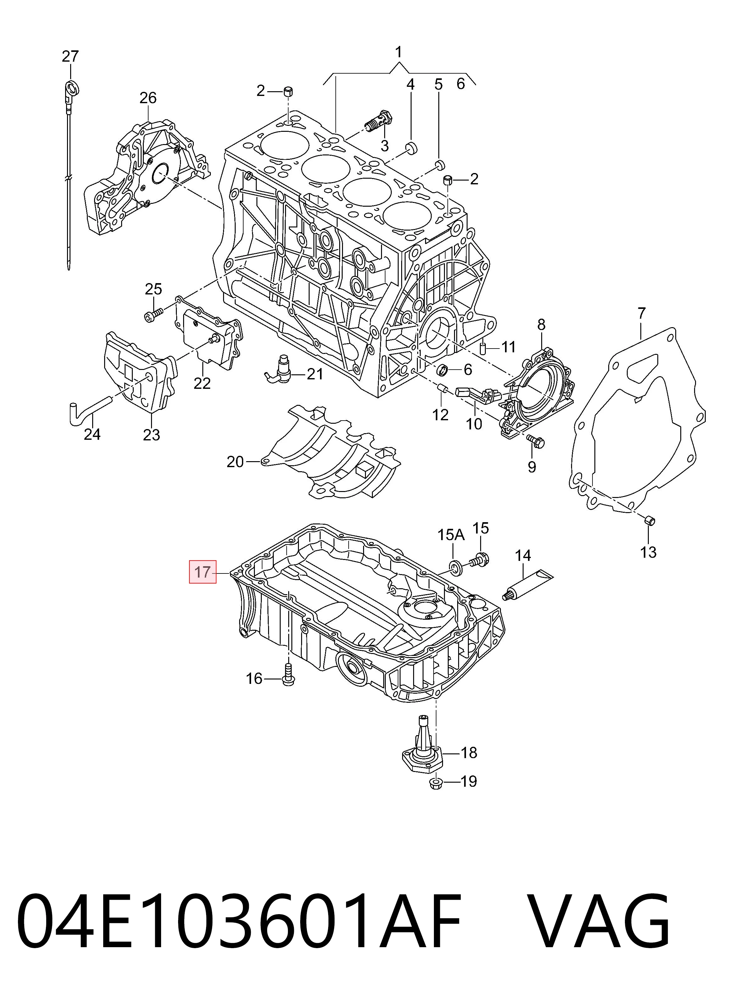 04E103601AF VAG Panela de óleo de cárter do motor