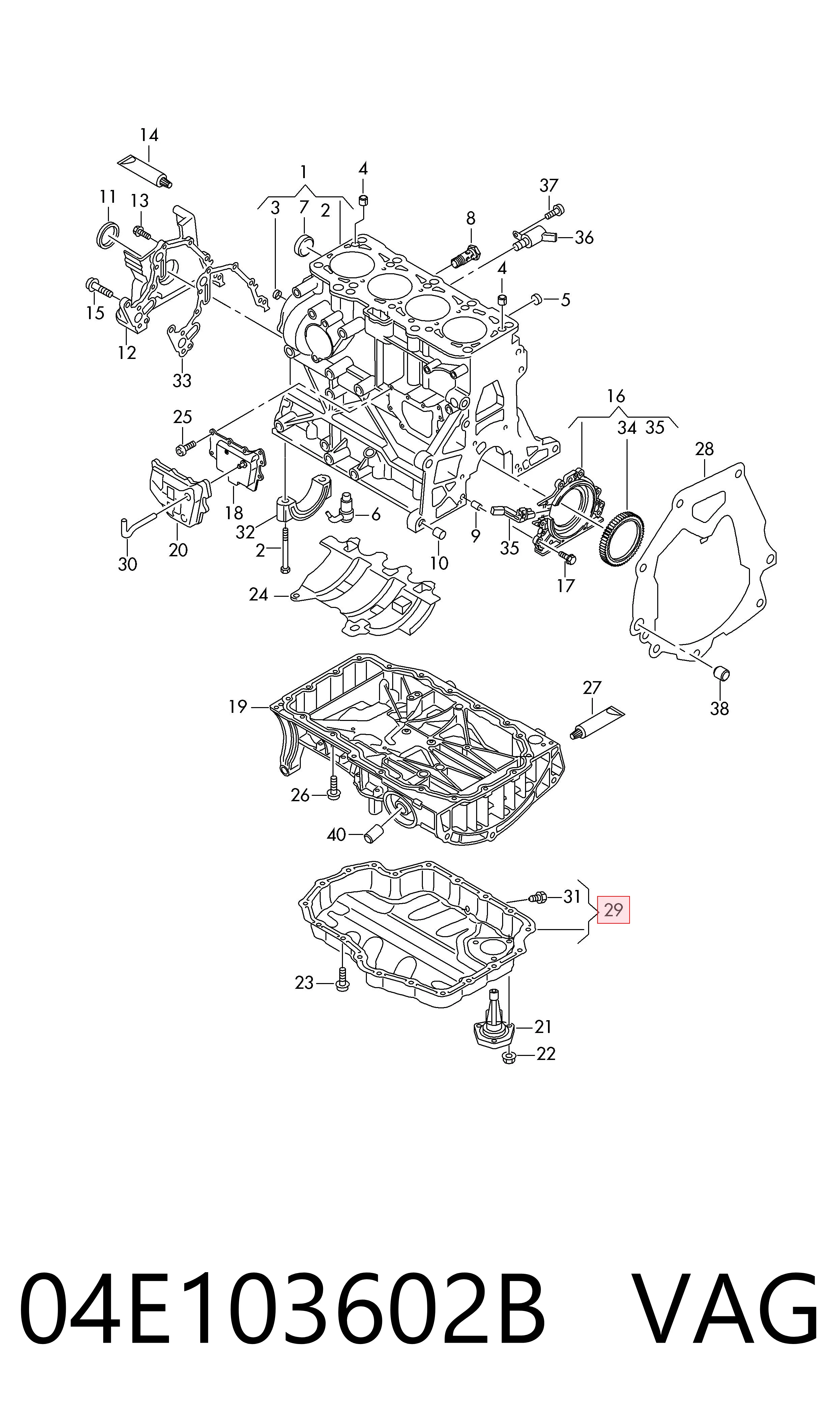 04E103602B VAG Panela de óleo de cárter do motor, parte inferior