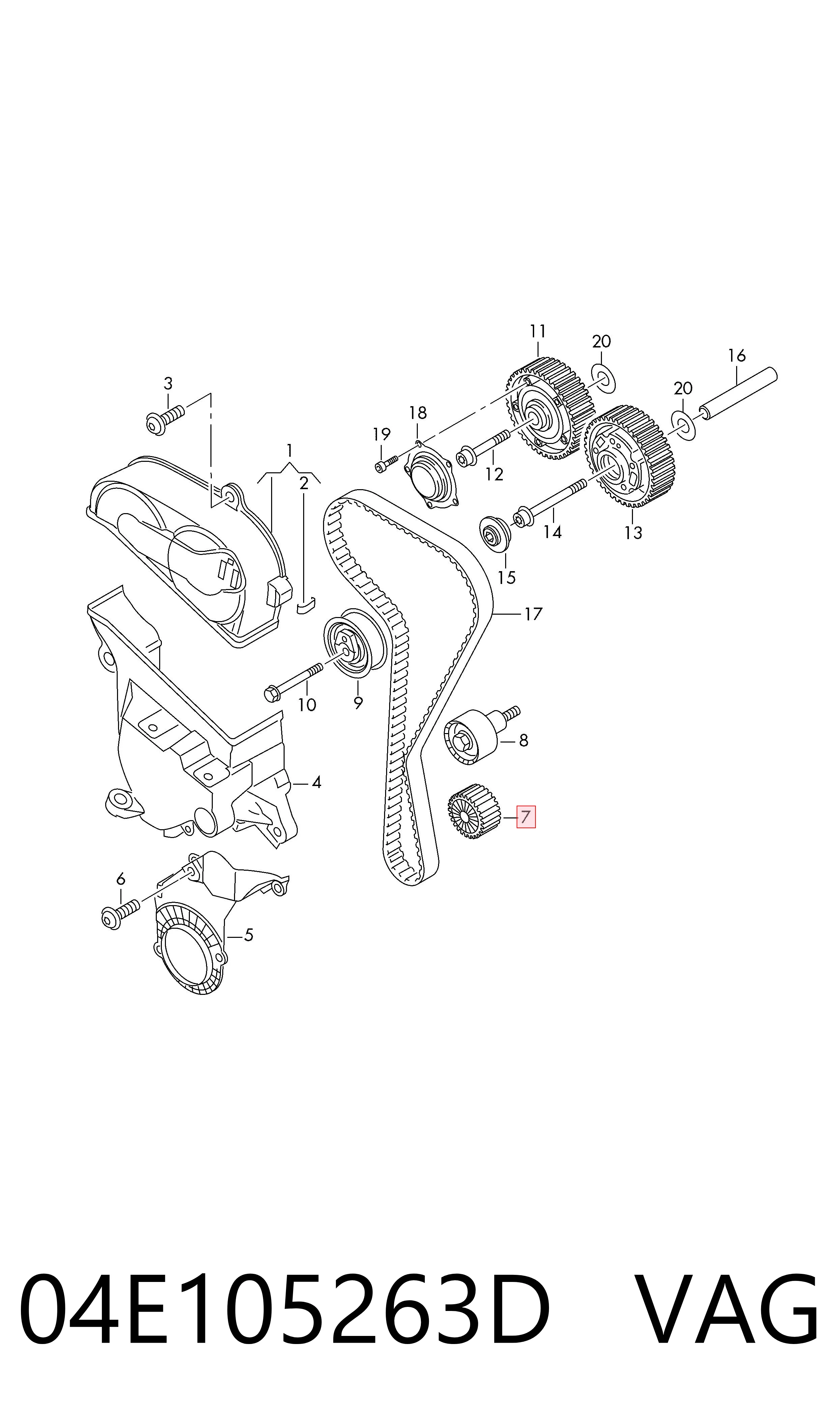 Engrenagem de cadeia da roda dentada de acionamento de cambota de motor VAG 04E105263D preço, a partir de 11,44 USD