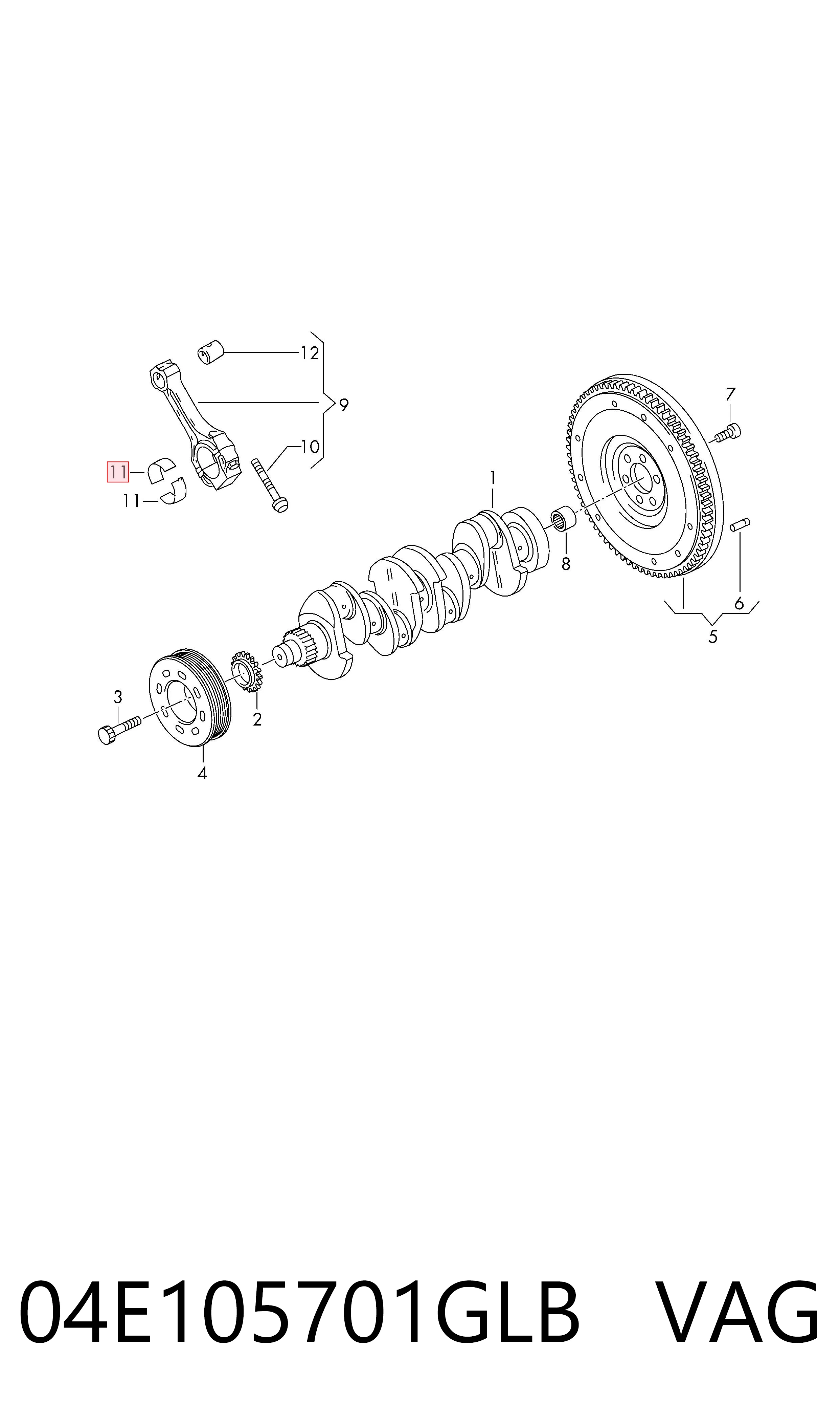 Compre 04E105701GLB VAG Folhas inseridas de cambota de biela, kit, padrão (STD)