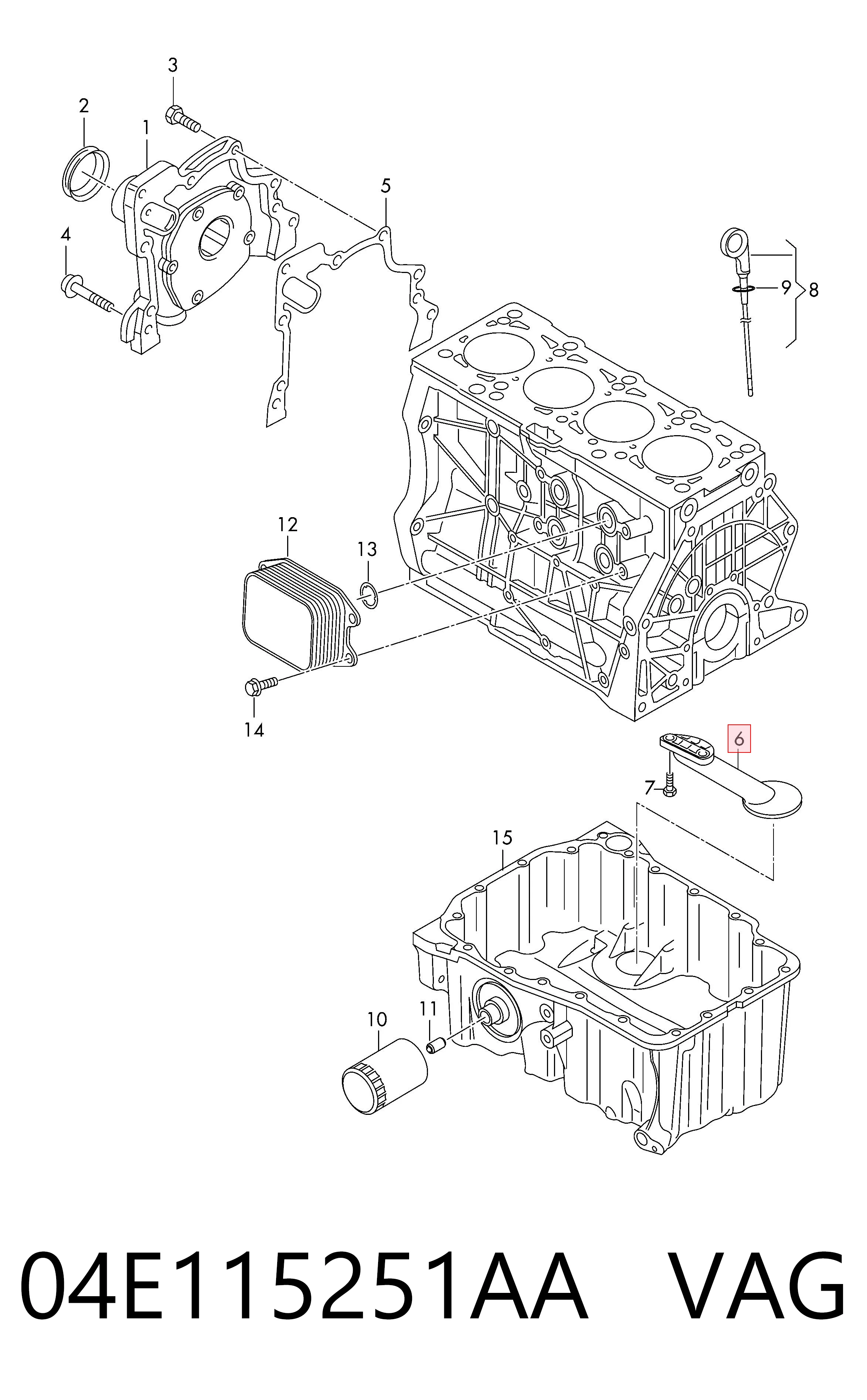 Receptor de óleo (coletor de óleo) VAG 04E115251AA