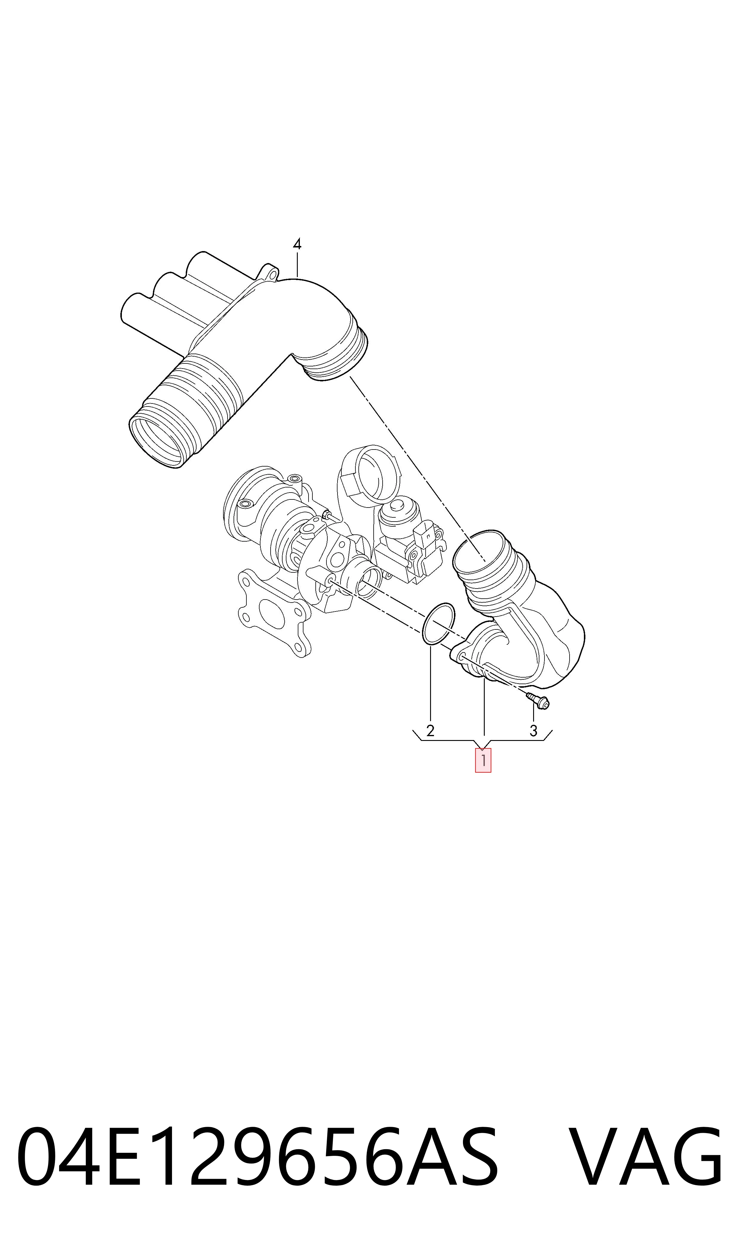 04E129656AS VAG Cano derivado de ar, entrada na turbina (supercompressão)