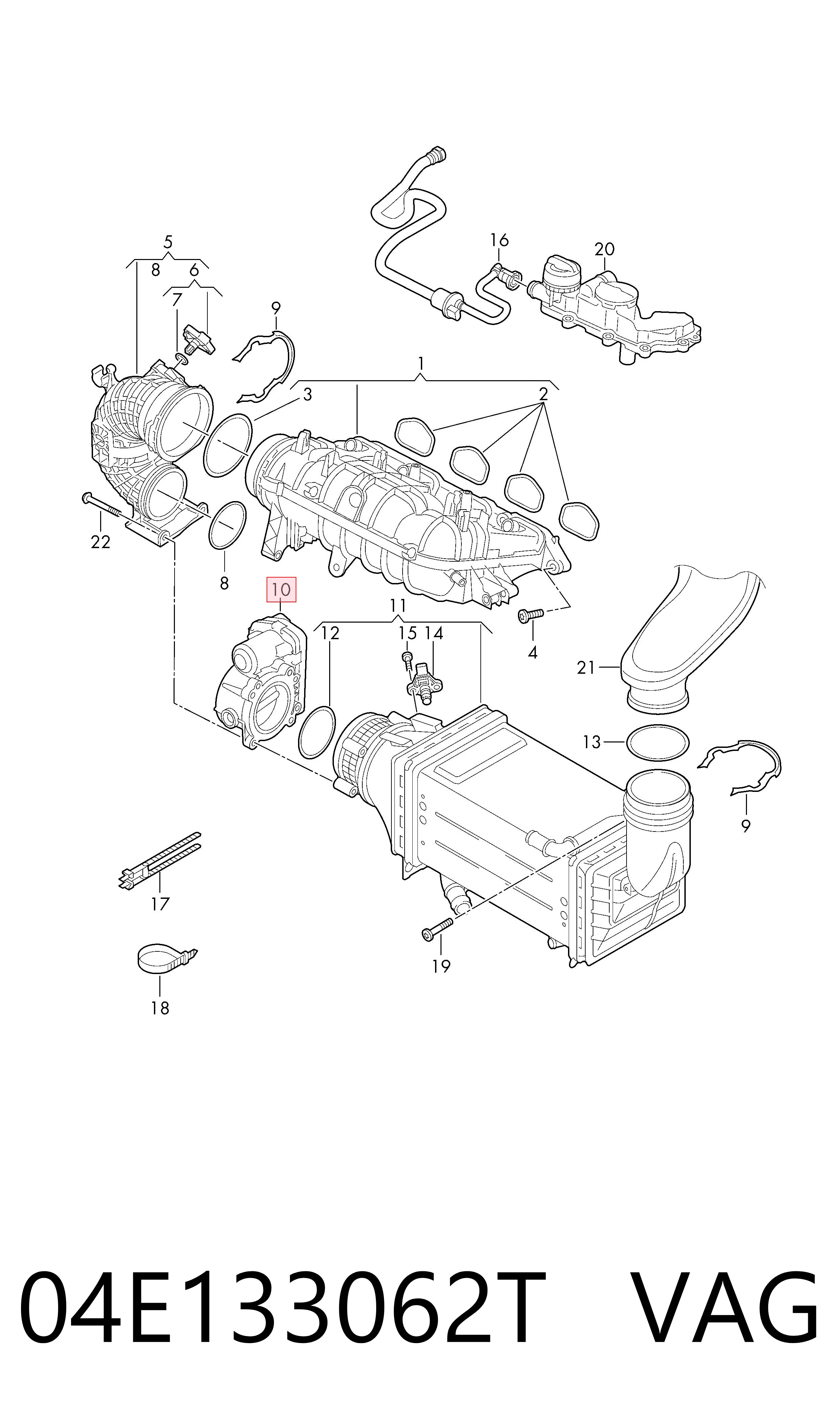 Válvula de borboleta montada para Volkswagen Jetta VII BU3, BU4