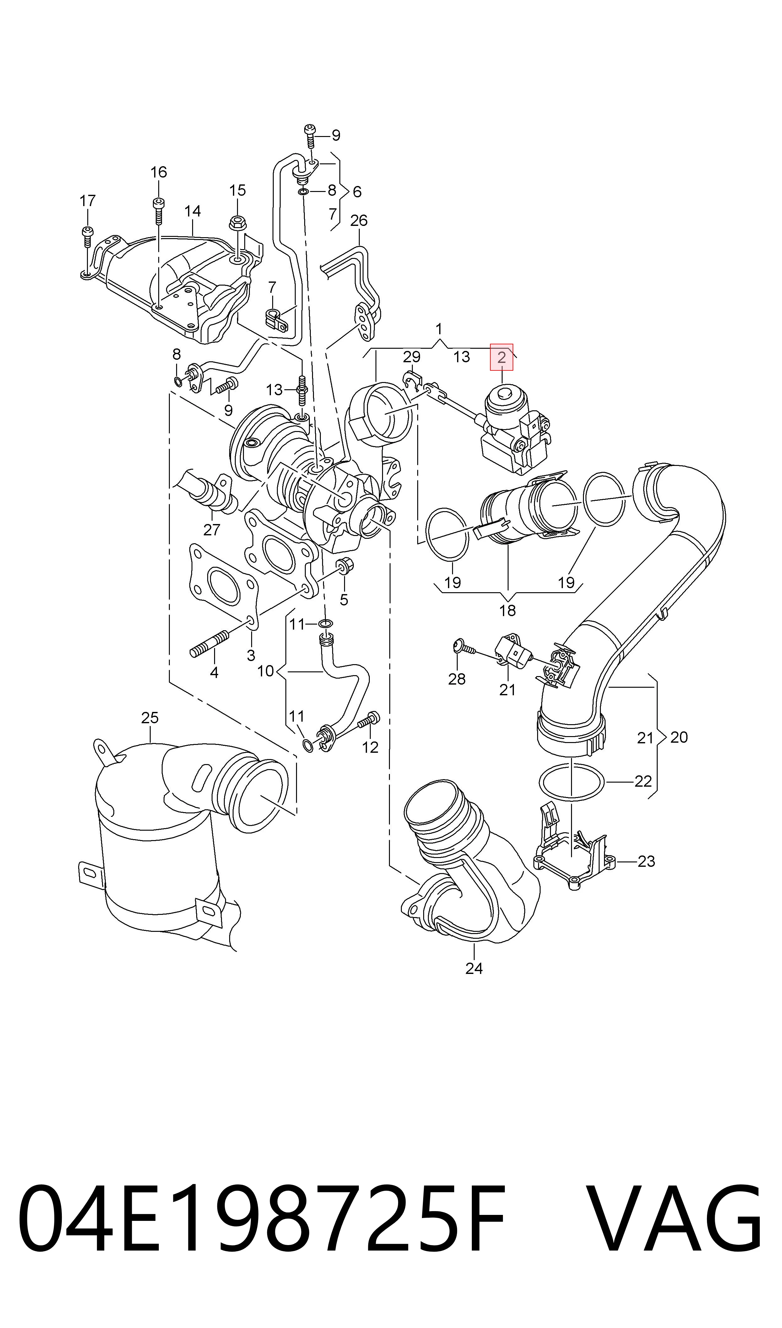 04E198725F VAG Kit de reparação do compressor de supercompressão de ar de motor