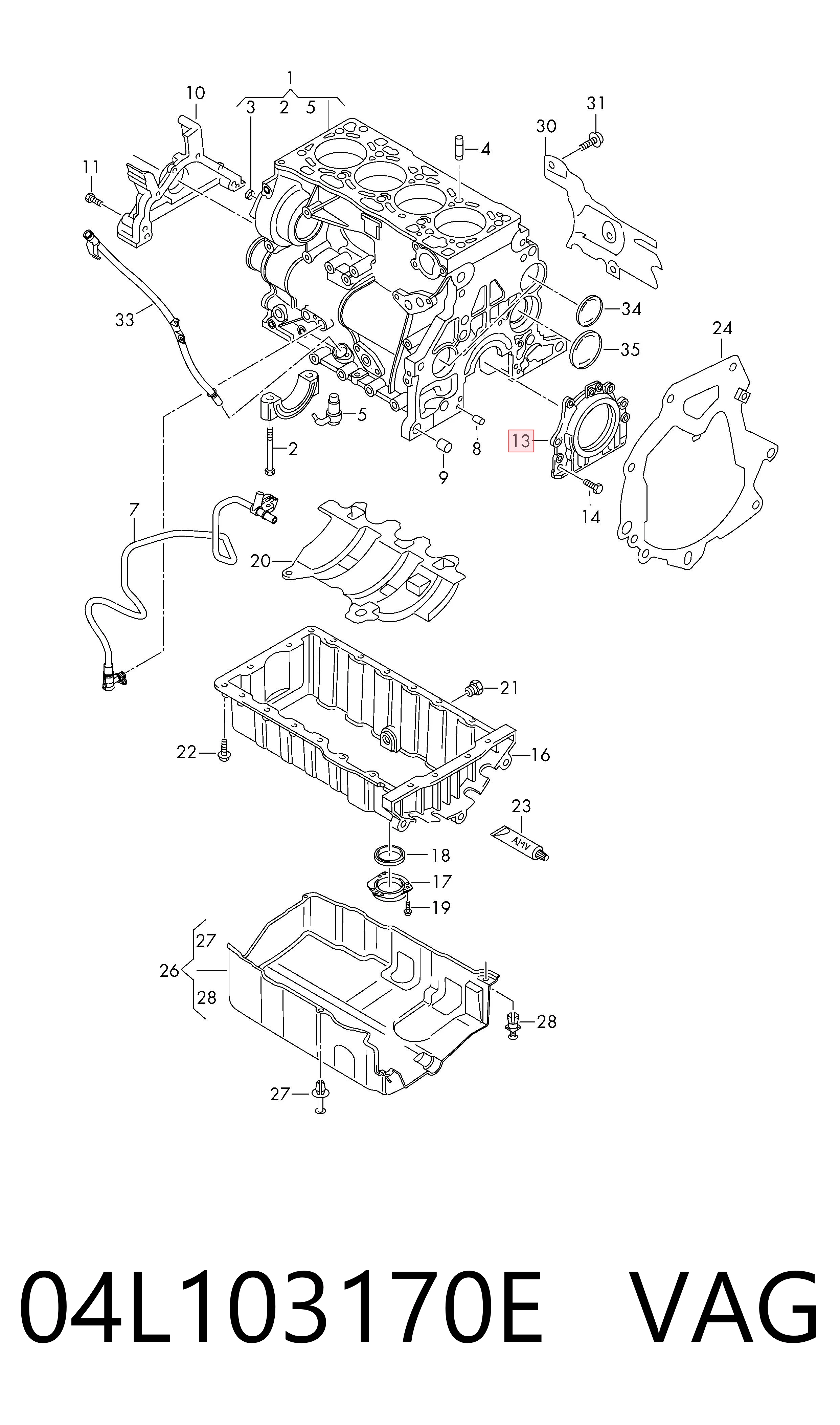 Vedação traseira de cambota de motor para Seat Ibiza V KJ1, KJG