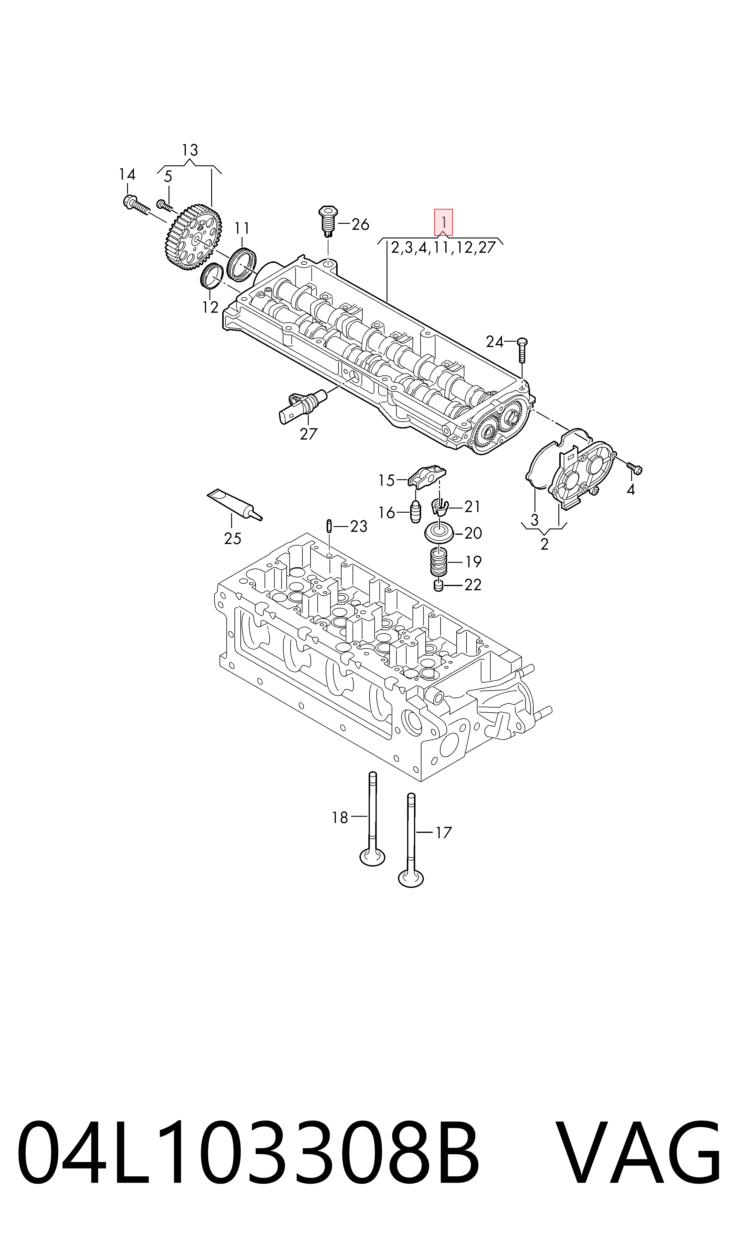 Cama da árvore distribuidora para Audi A4 8WH, 8WJ