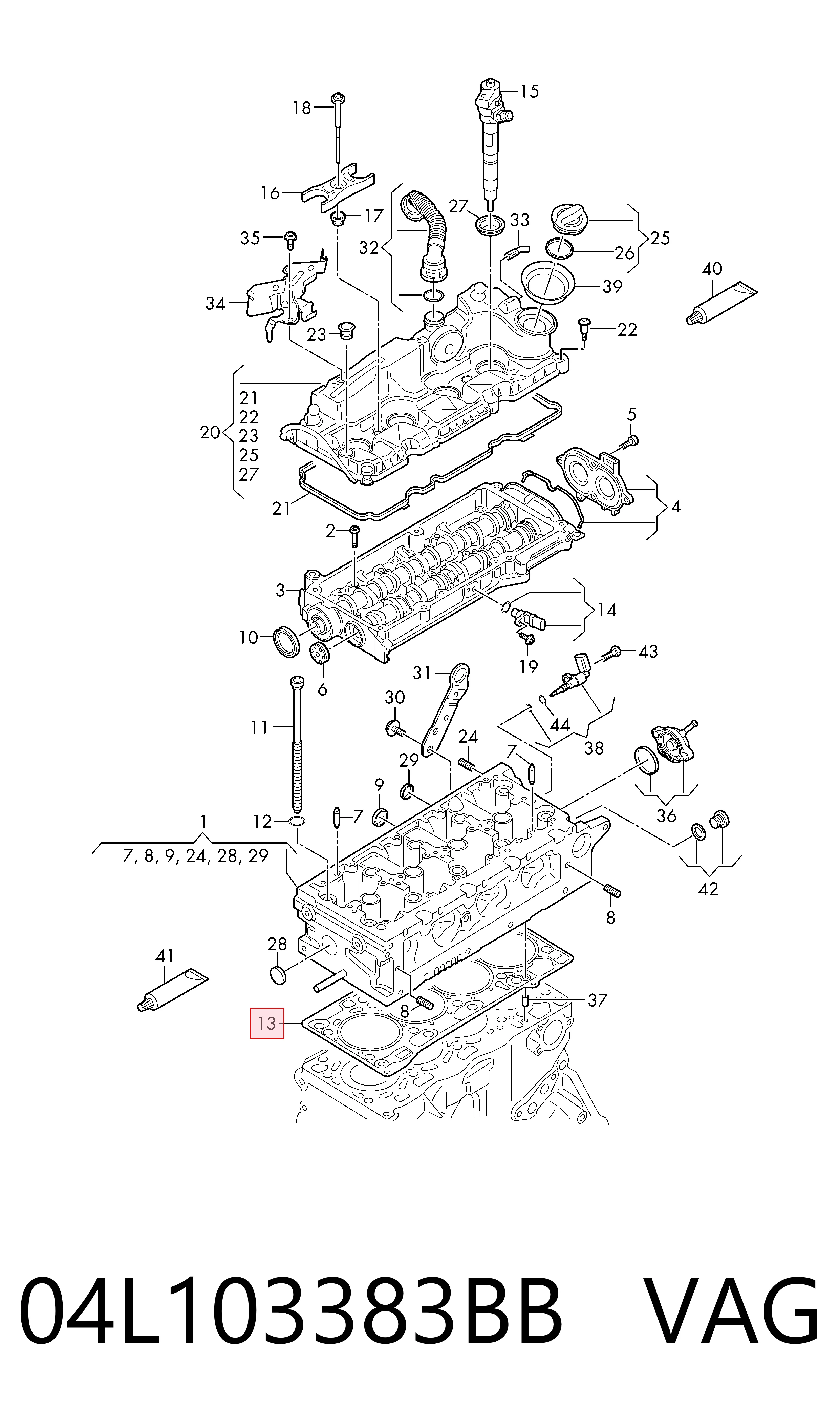 04L103383BB VAG Vedante de cabeça de motor (CBC)