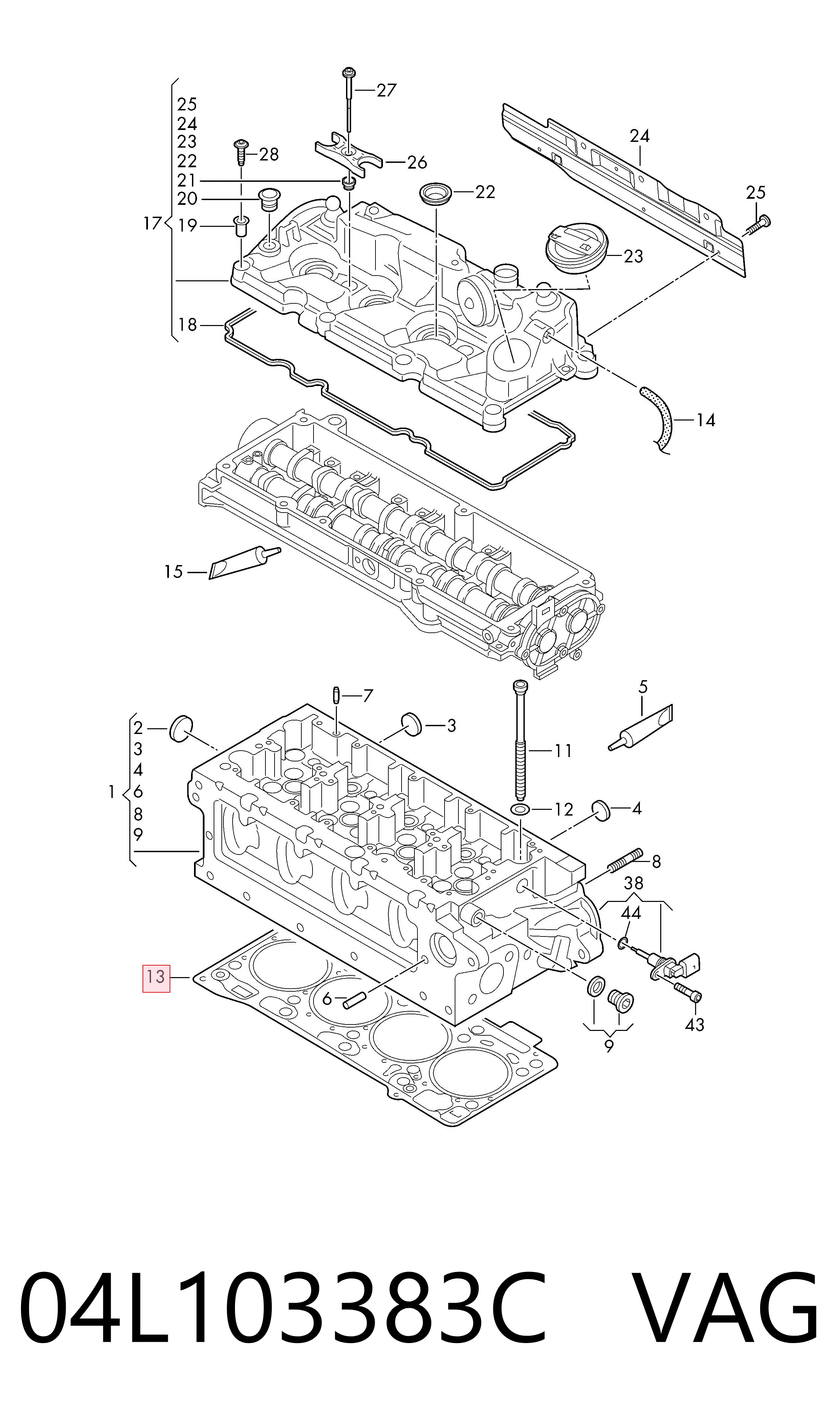 04L103383C VAG Vedante de cabeça de motor (CBC)