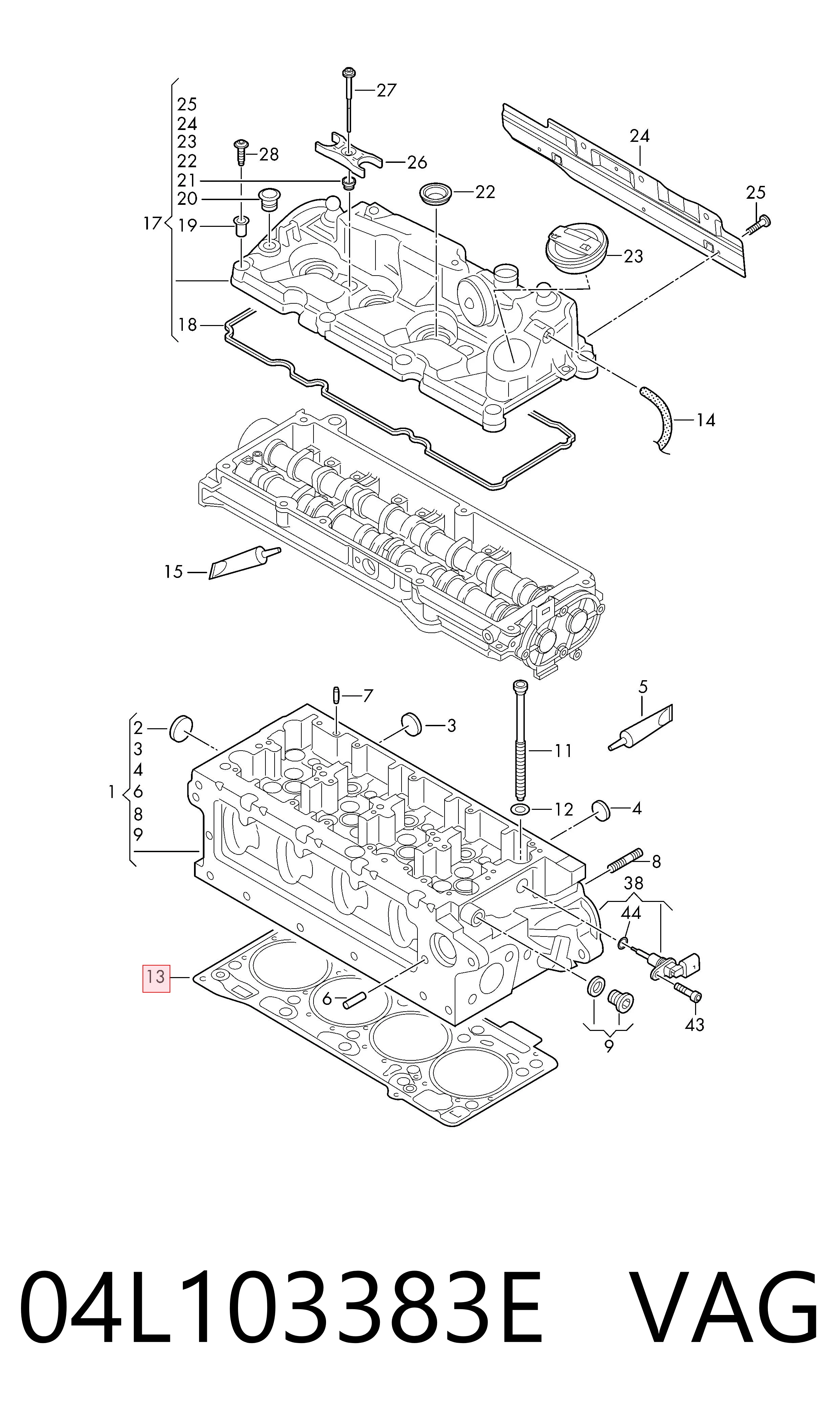 04L103383E VAG Vedante de cabeça de motor (CBC)