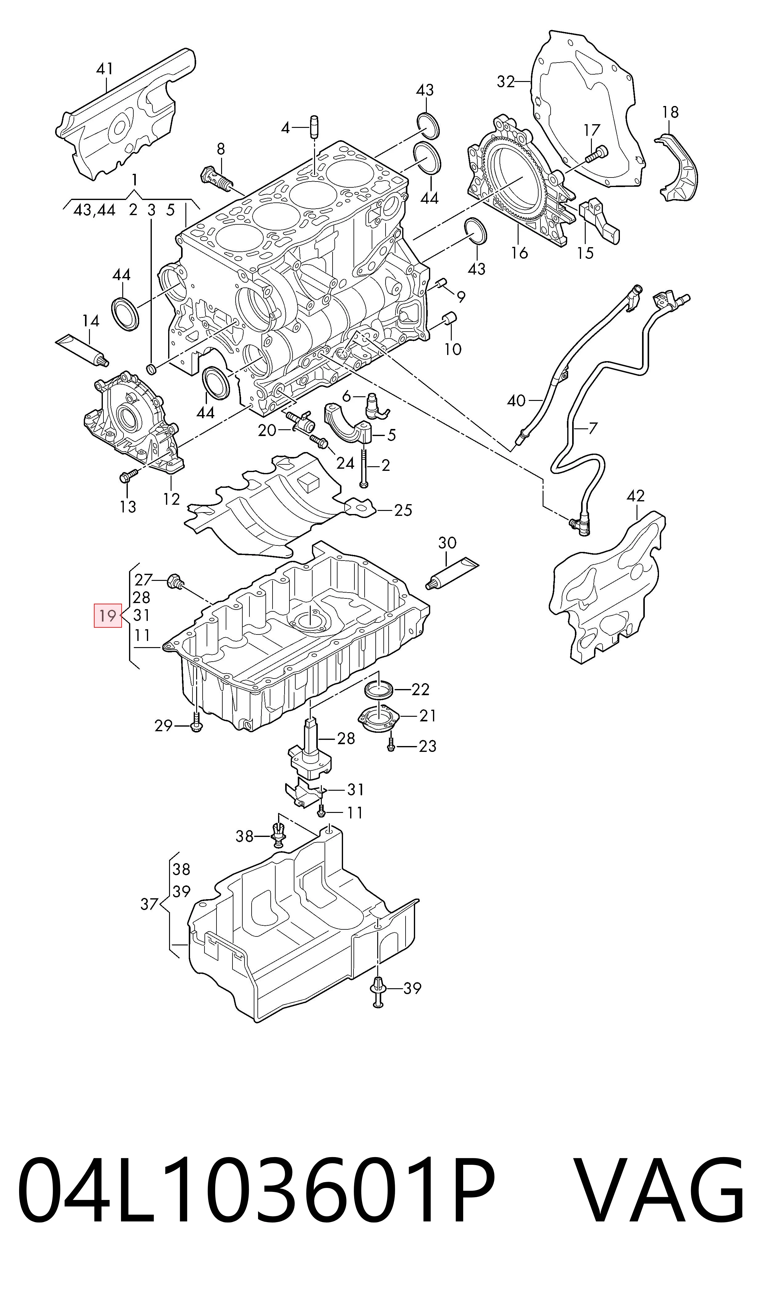 04L103601P VAG Panela de óleo de cárter do motor