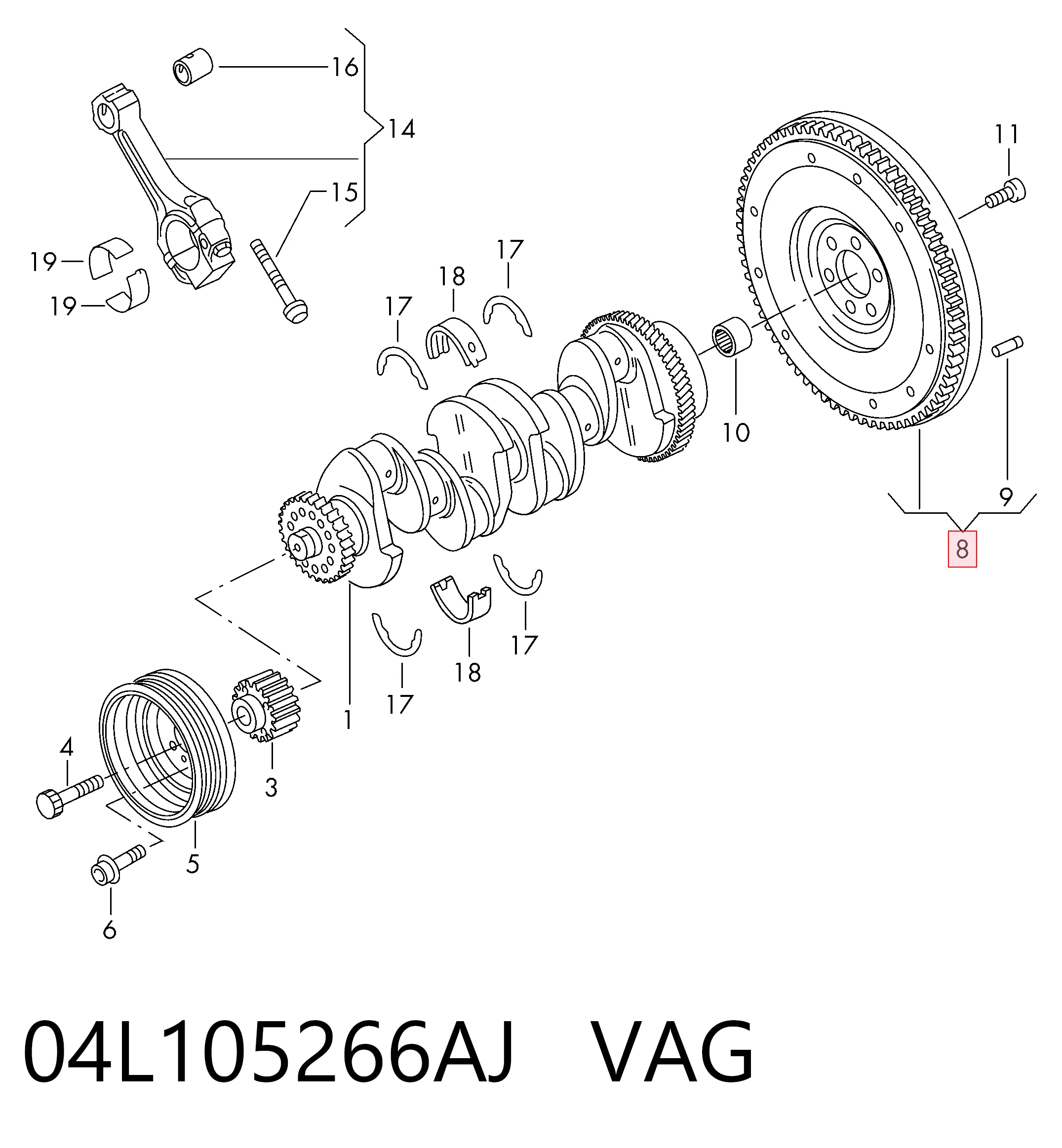 Volante de motor VAG 04L105266AJ preço, a partir de 566,37 USD